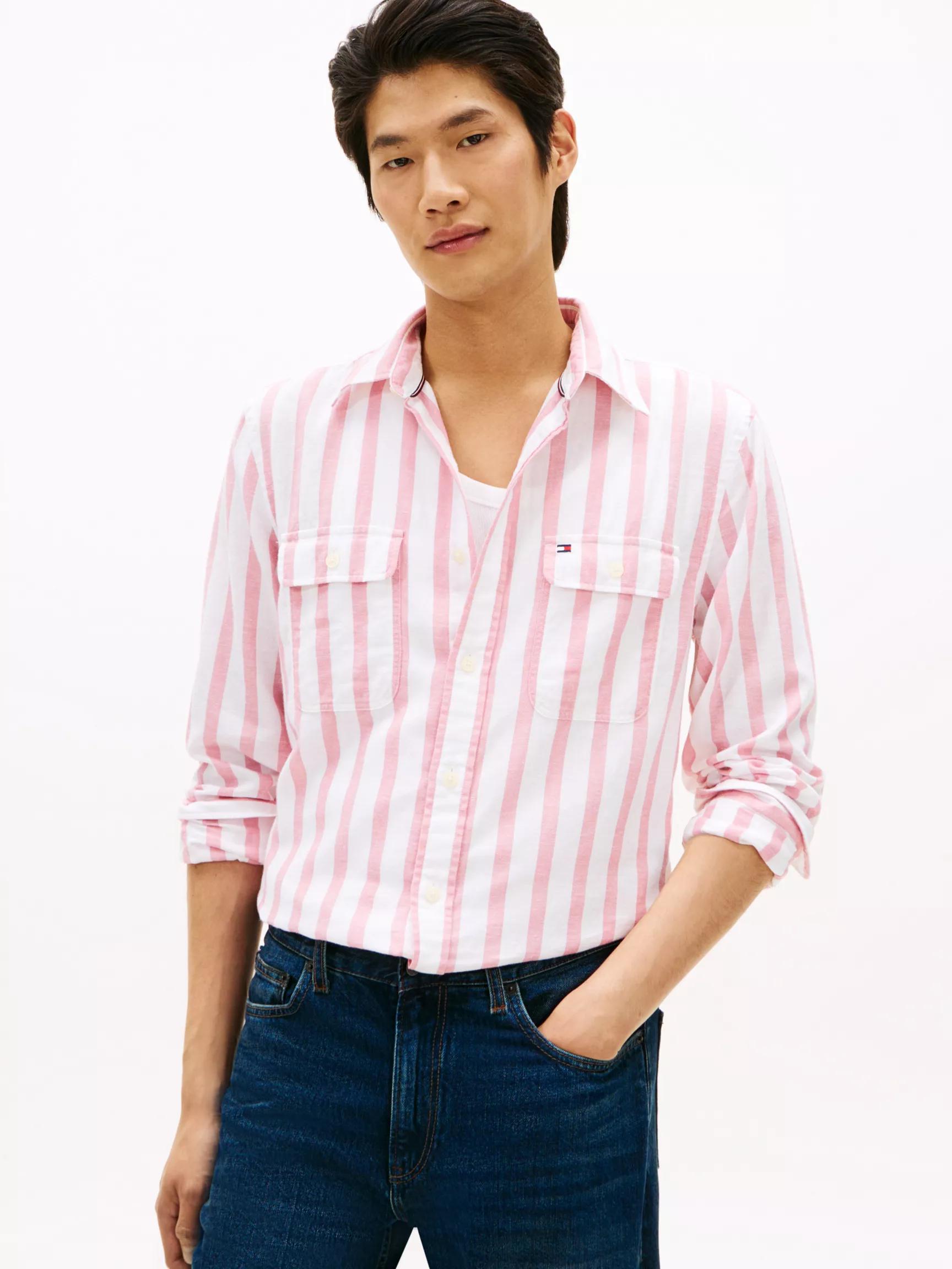 Relaxed Fit Stripe Brushed Twill Shirt by TOMMY HILFIGER