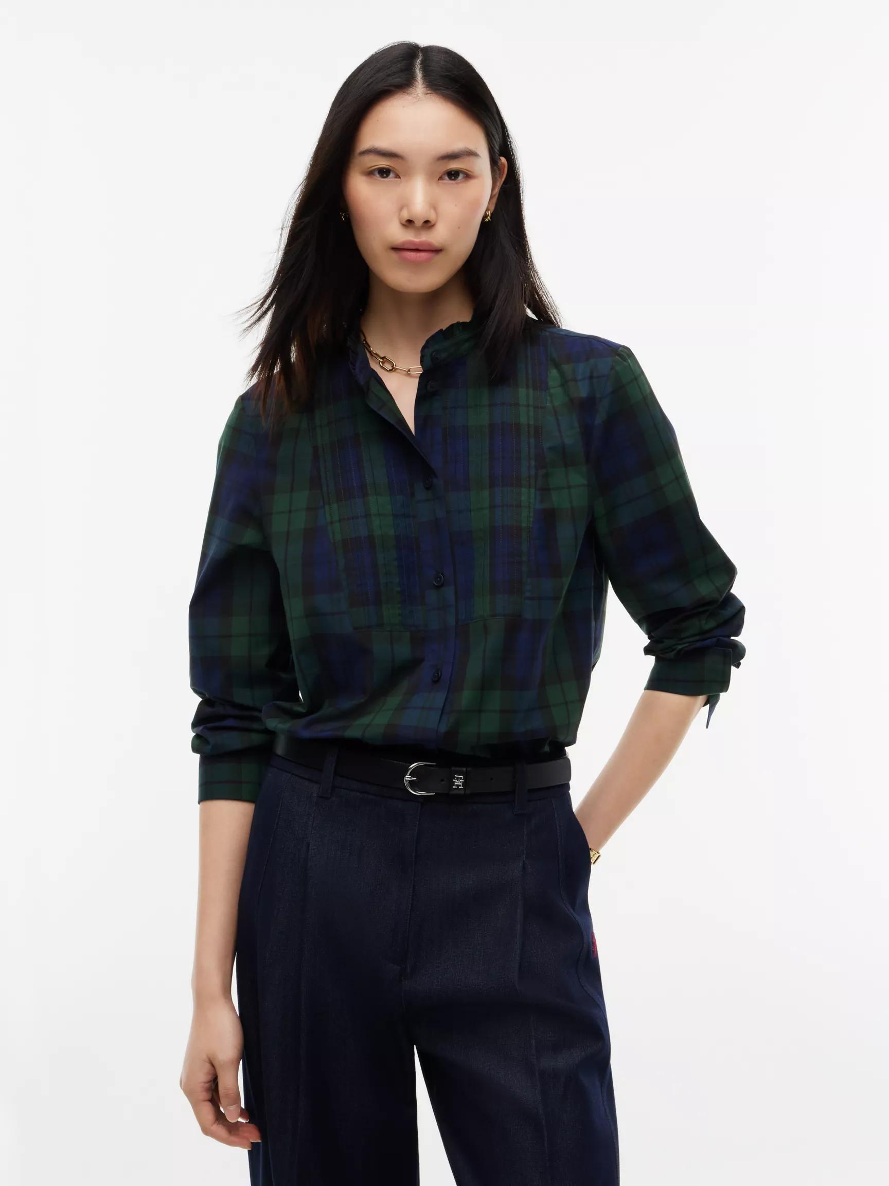Relaxed Fit Tartan Tuxedo Shirt by TOMMY HILFIGER