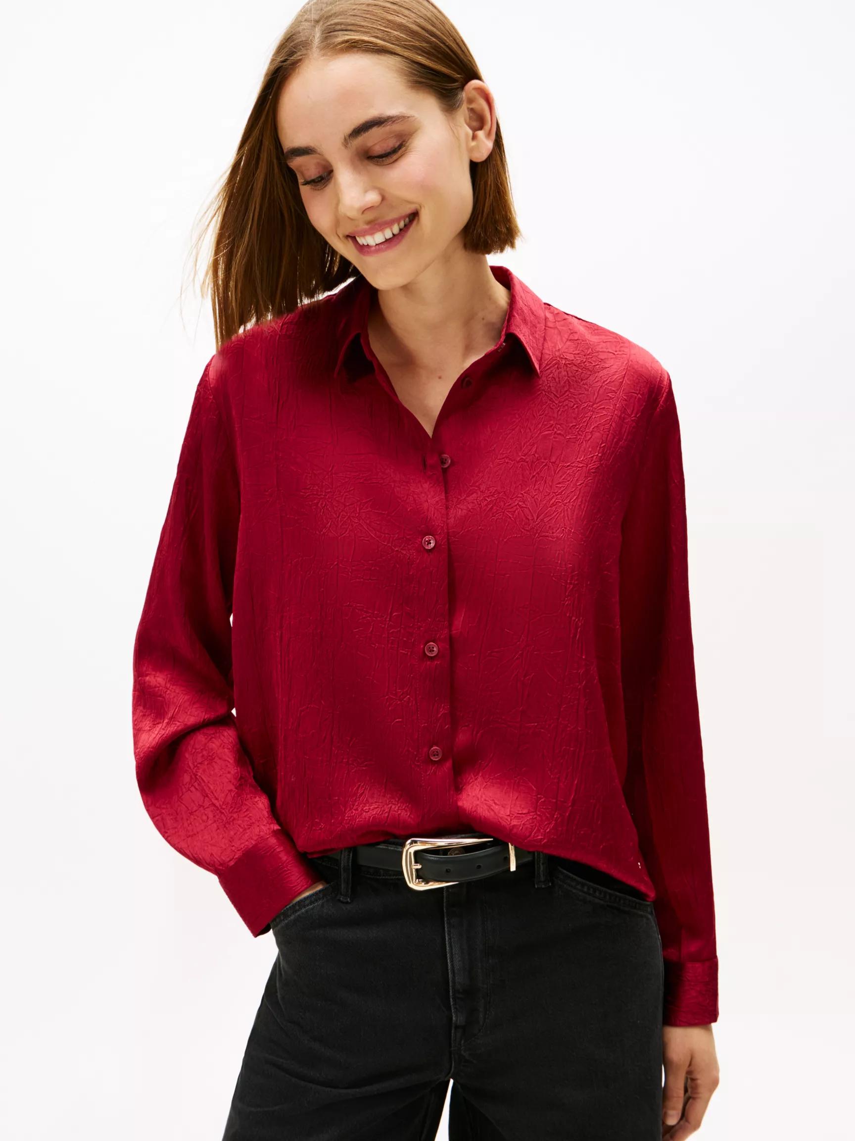 Relaxed Textured Stretch Satin Shirt by TOMMY HILFIGER