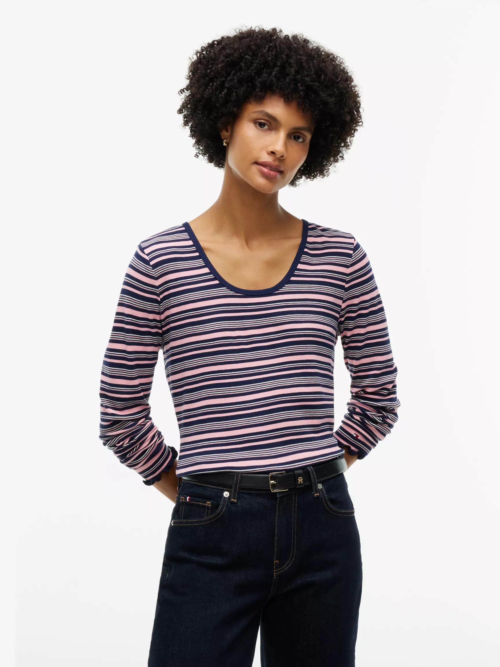 Rib-Knit Scoop Neck T-Shirt by TOMMY HILFIGER