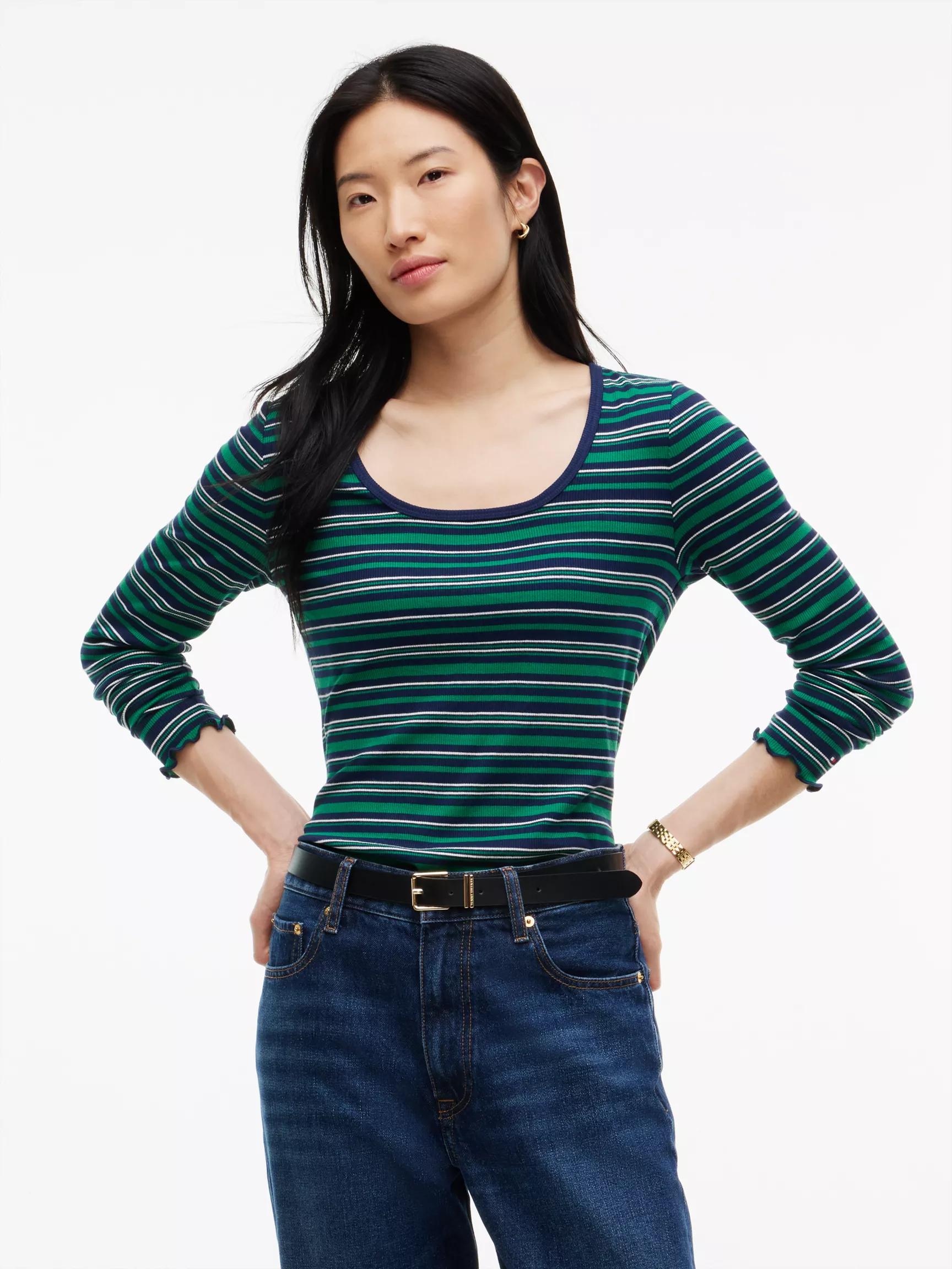 Rib-Knit Scoop Neck T-Shirt by TOMMY HILFIGER