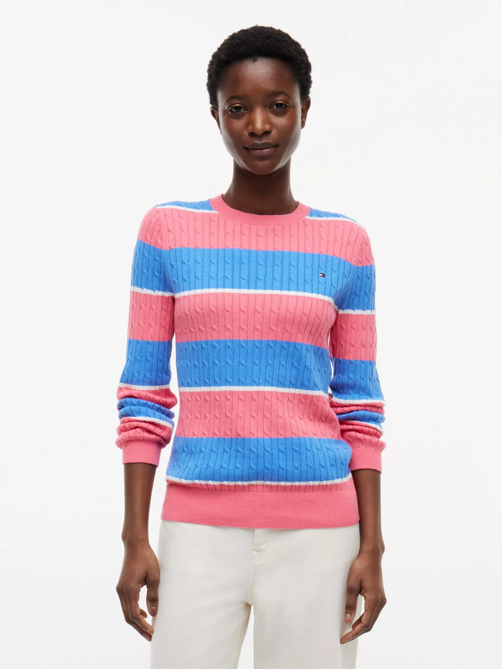 Rugby Stripe Cable Knit Sweater by TOMMY HILFIGER
