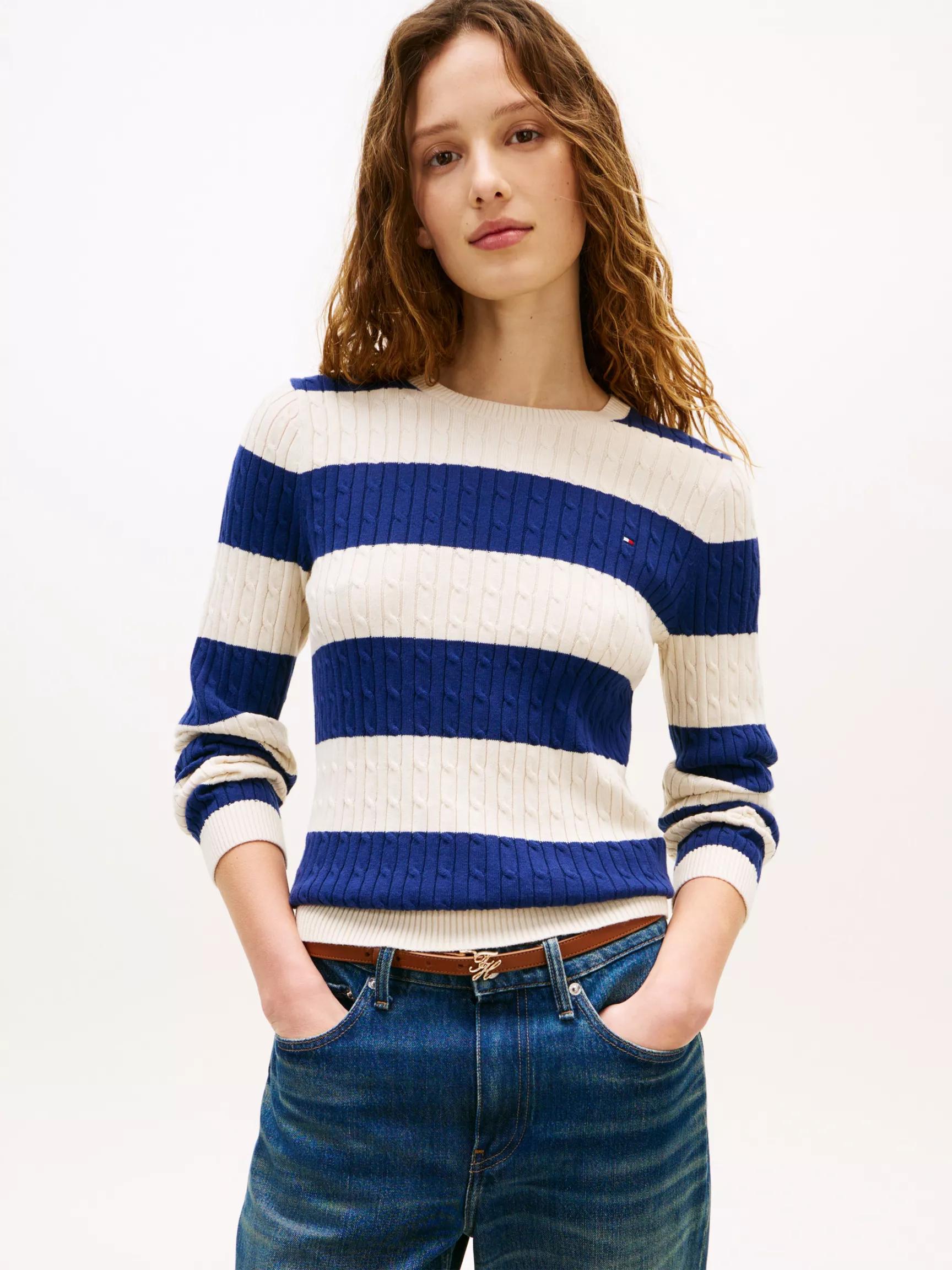 Rugby Stripe Cable Knit Sweater by TOMMY HILFIGER
