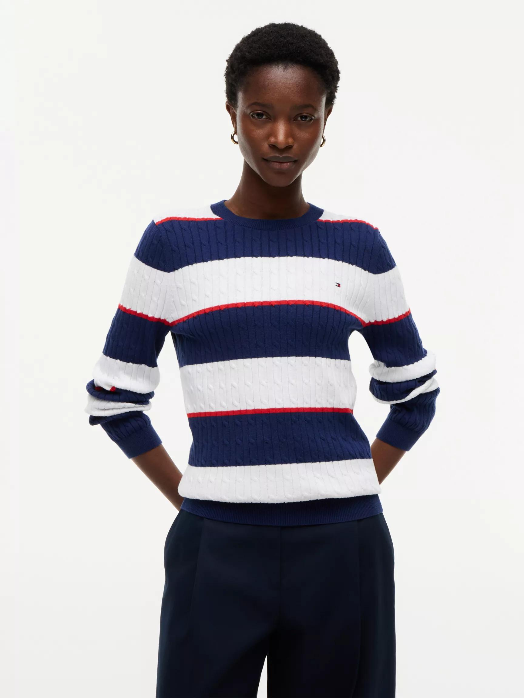 Rugby Stripe Cable Knit Sweater by TOMMY HILFIGER