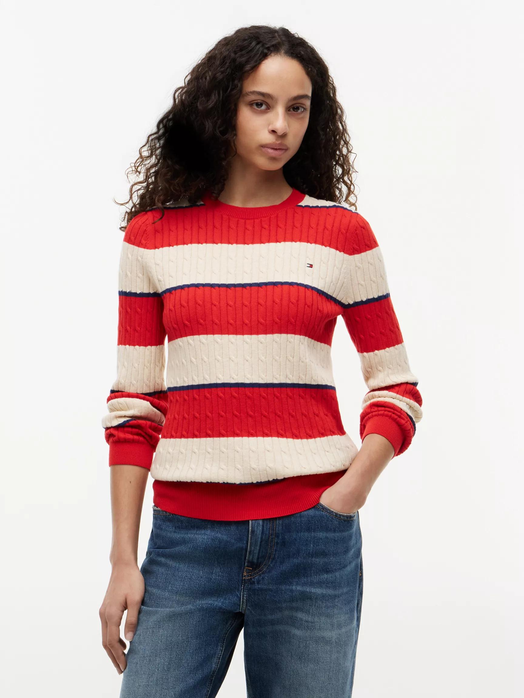 Rugby Stripe Cable Knit Sweater by TOMMY HILFIGER