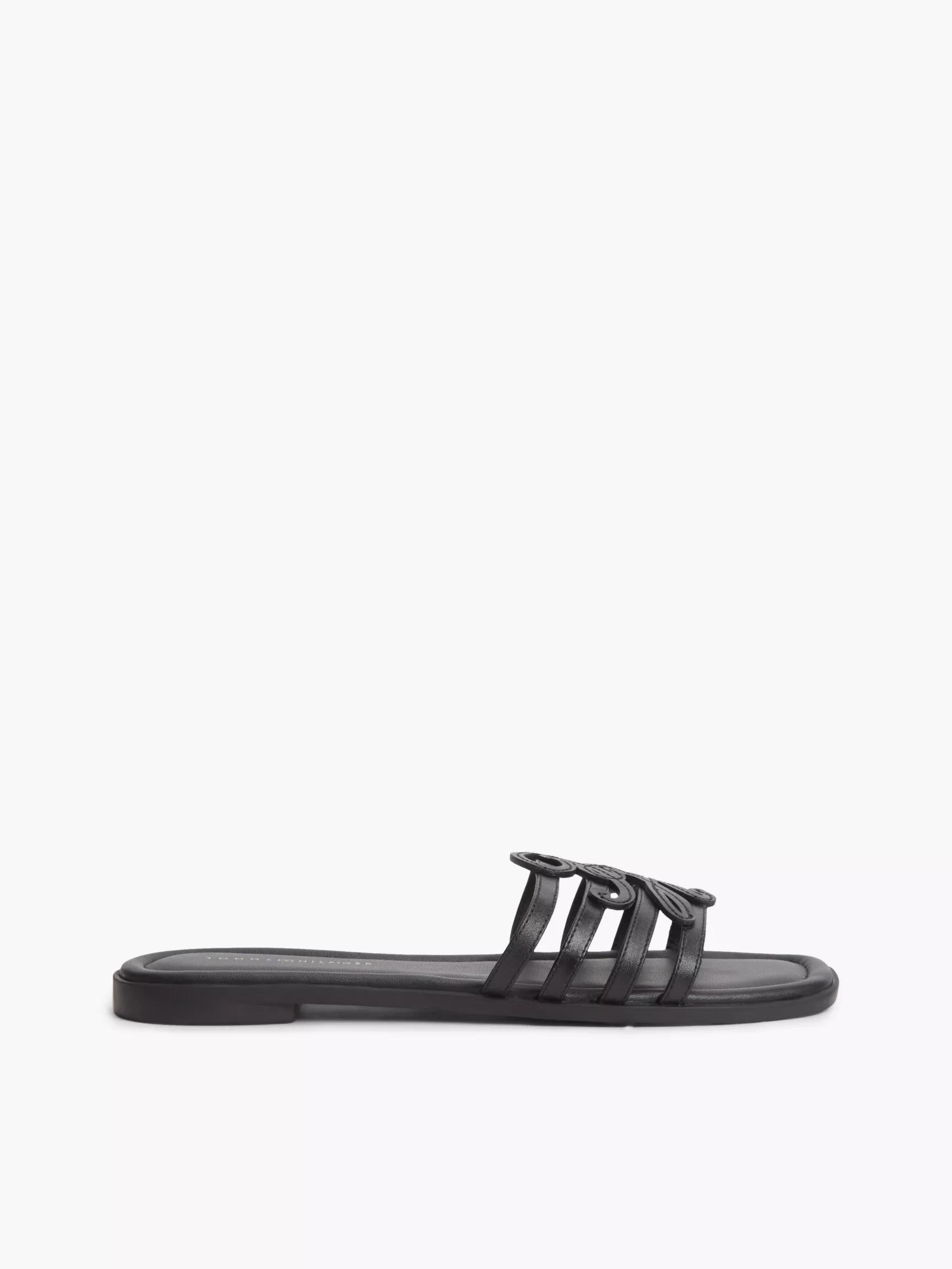 Script Monogram Leather Slide Sandal by TOMMY HILFIGER