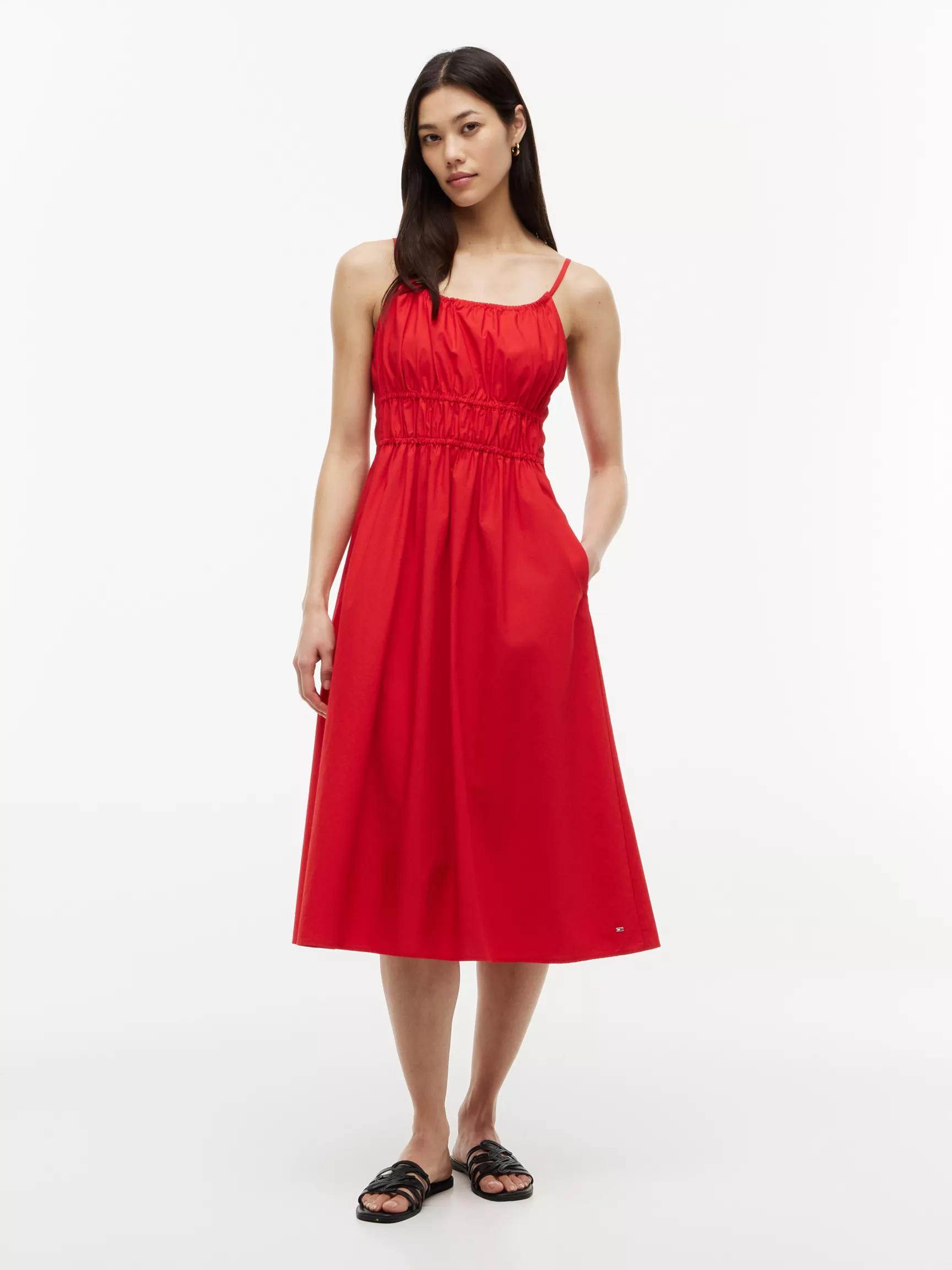 Shirred Poplin Midi Dress by TOMMY HILFIGER
