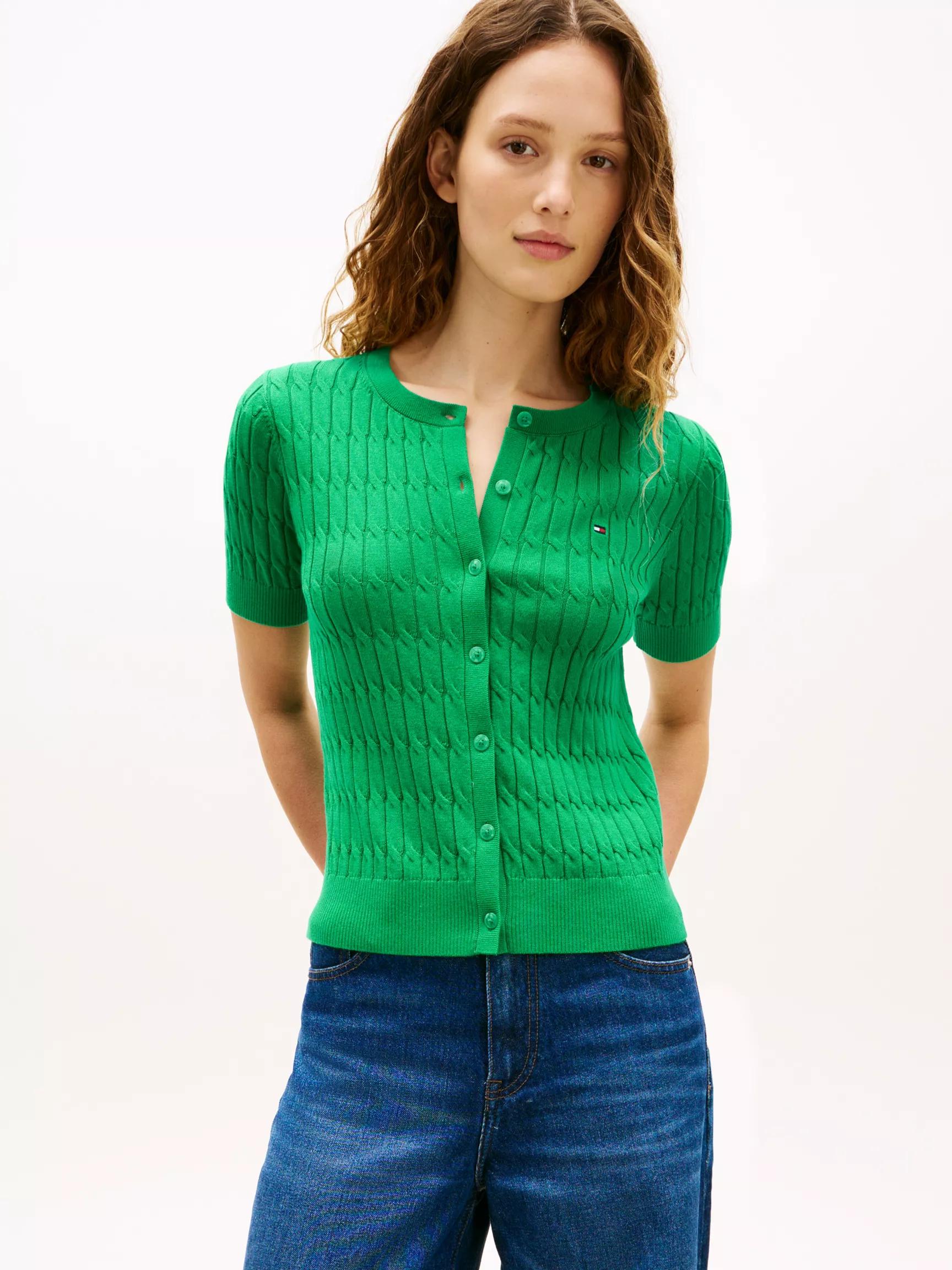 Short-Sleeve Cable Knit Cardigan by TOMMY HILFIGER Short-Sleeve Cable Knit Cardigan by TOMMY HILFIGER