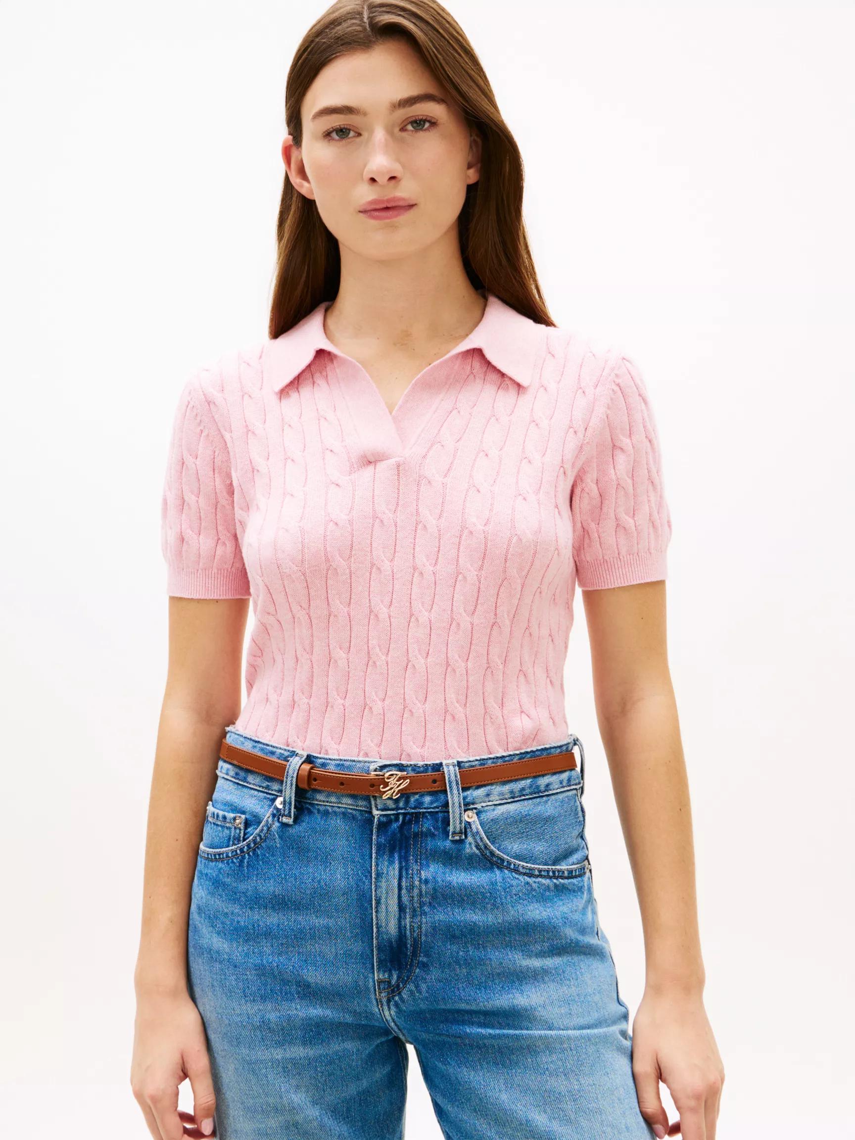 Short-Sleeve Cable Knit Sweater Polo by TOMMY HILFIGER