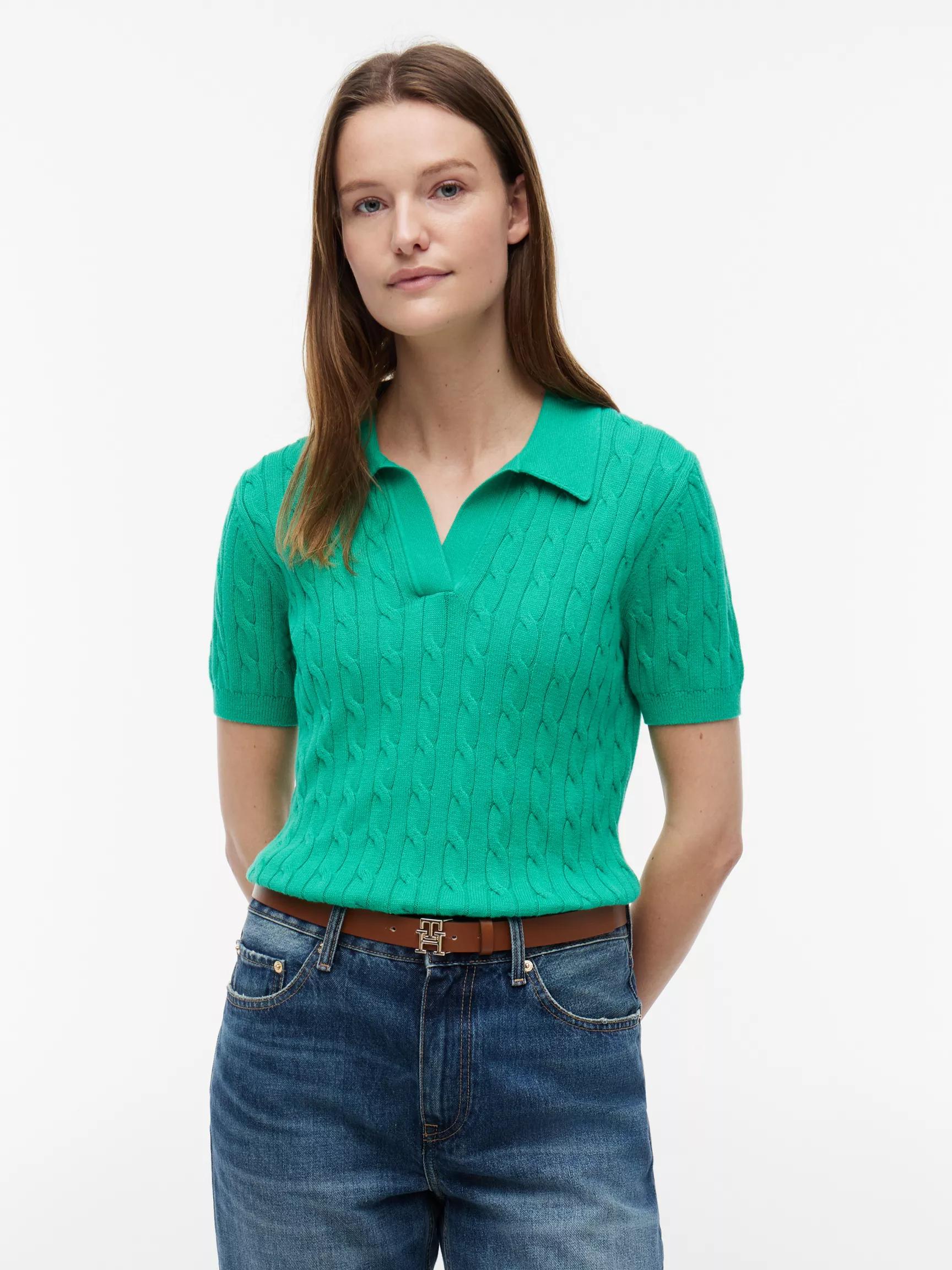 Short-Sleeve Cable Knit Sweater Polo by TOMMY HILFIGER