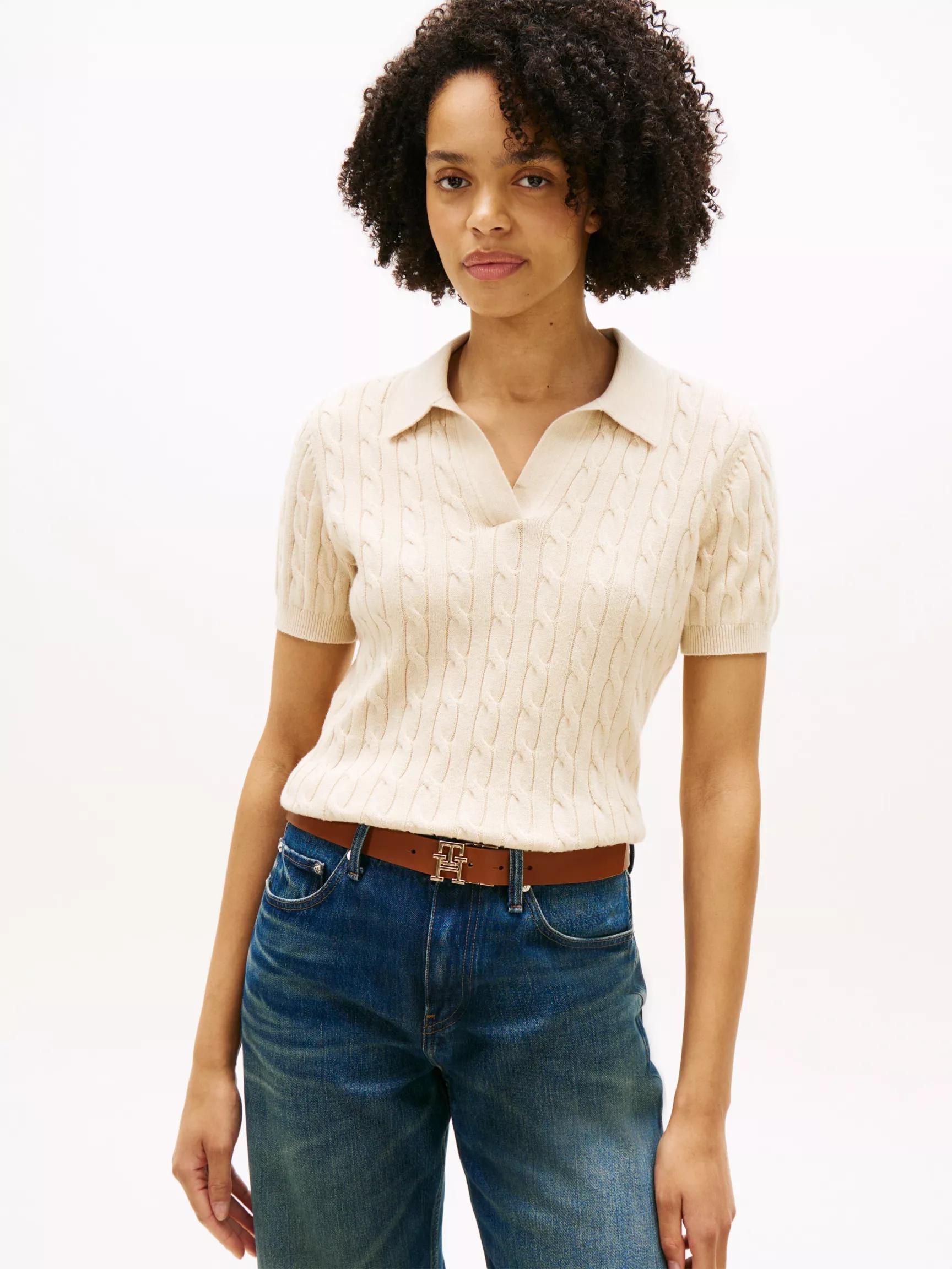 Short-Sleeve Cable Knit Sweater Polo by TOMMY HILFIGER
