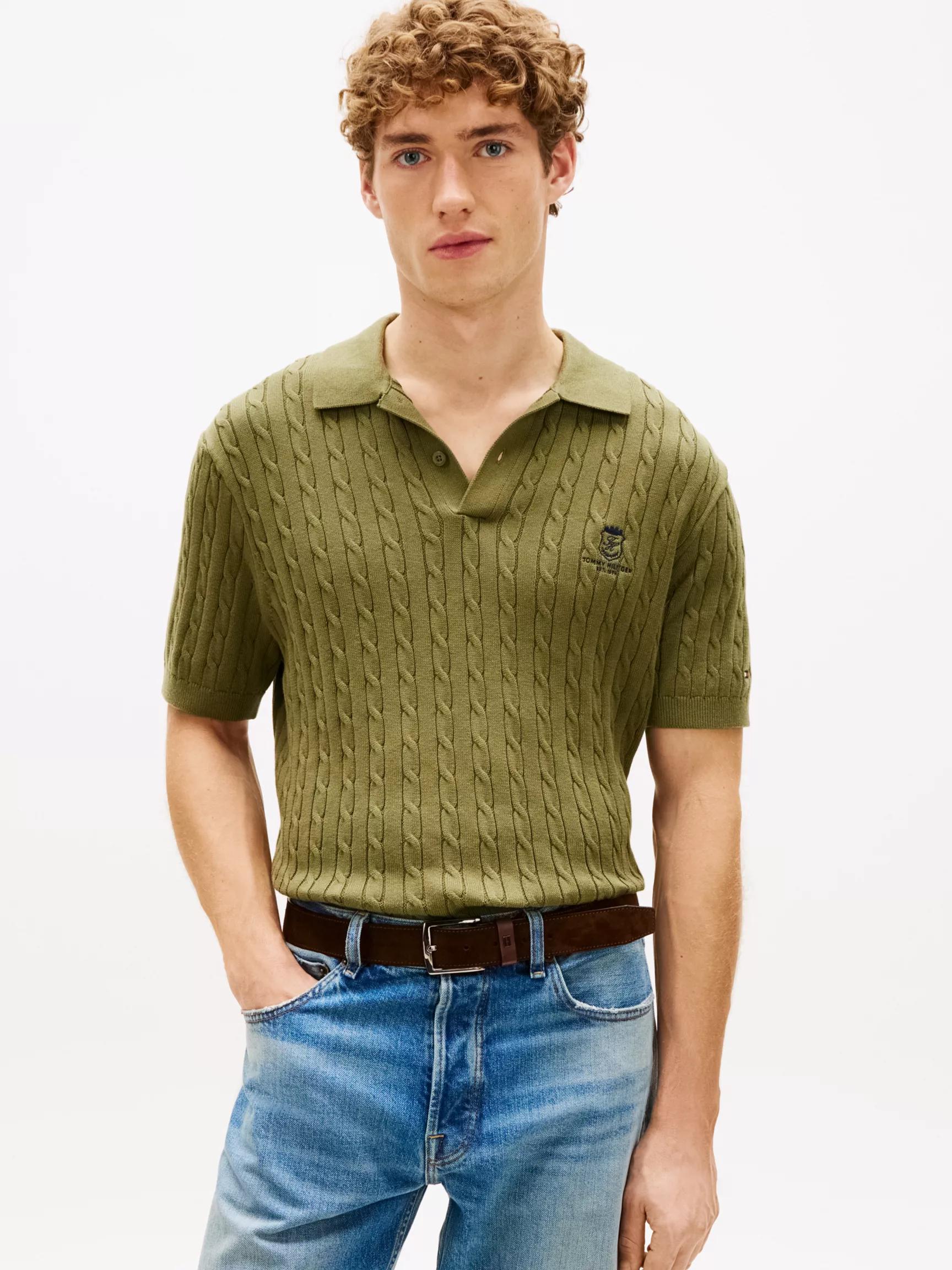 Short-Sleeve Cable Knit Sweater Polo by TOMMY HILFIGER