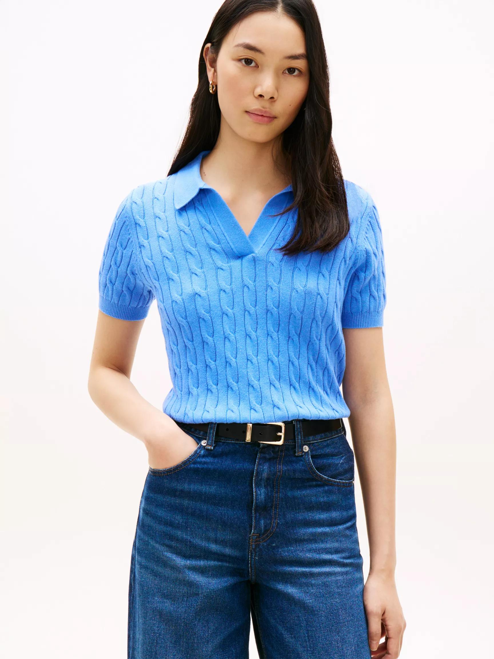 Short-Sleeve Cable Knit Sweater Polo by TOMMY HILFIGER