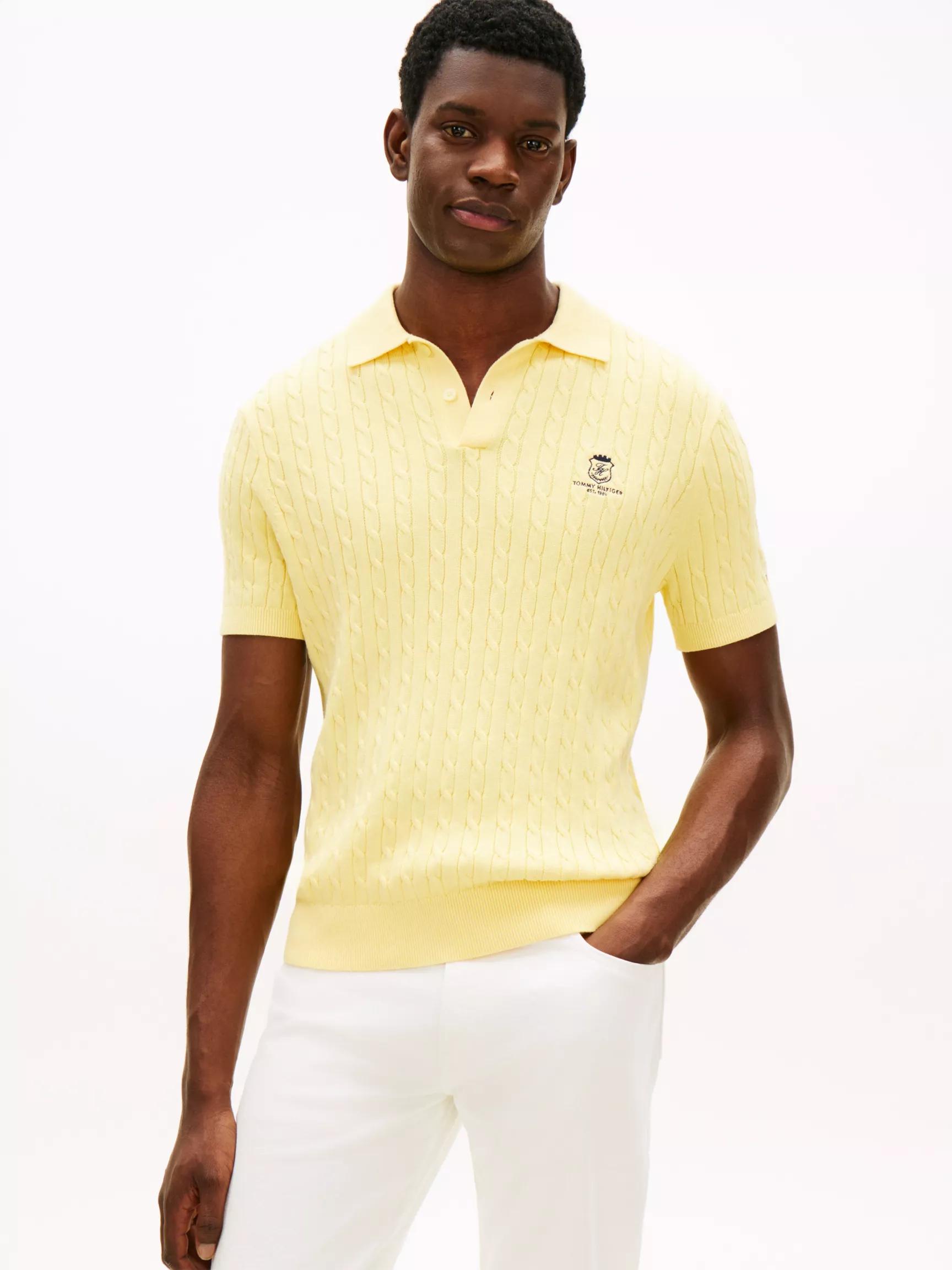 Short-Sleeve Cable Knit Sweater Polo by TOMMY HILFIGER