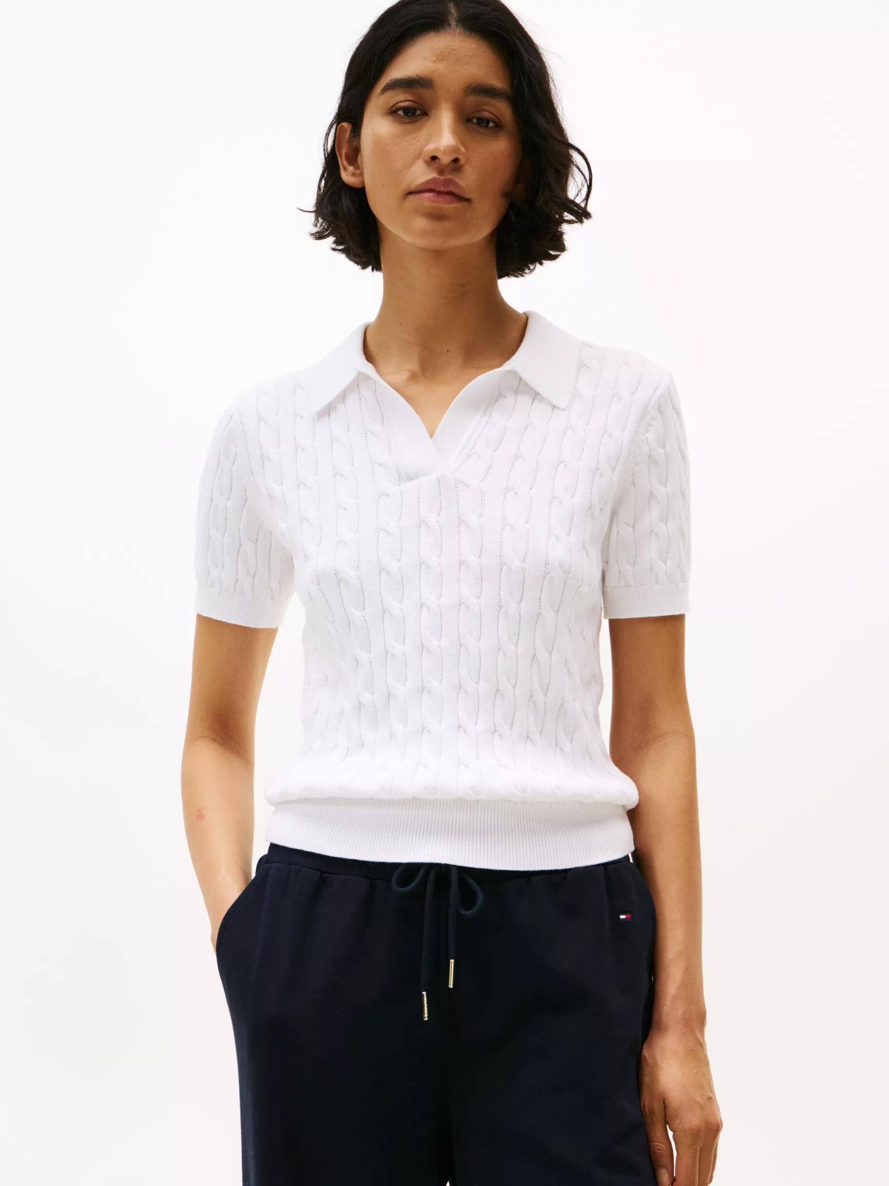Short-Sleeve Cable Knit Sweater Polo by TOMMY HILFIGER