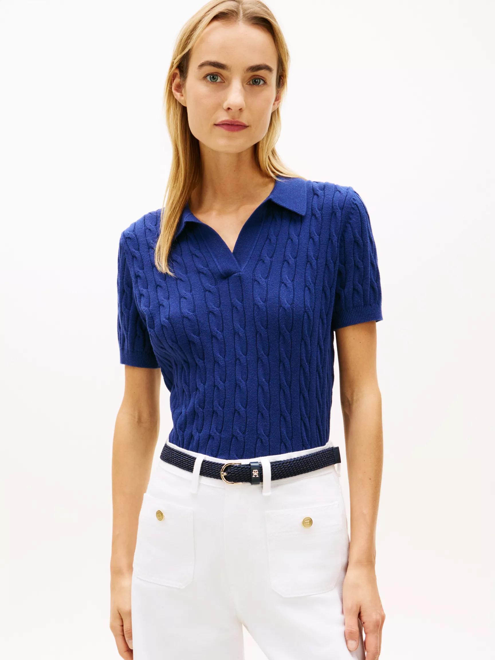 Short-Sleeve Cable Knit Sweater Polo by TOMMY HILFIGER