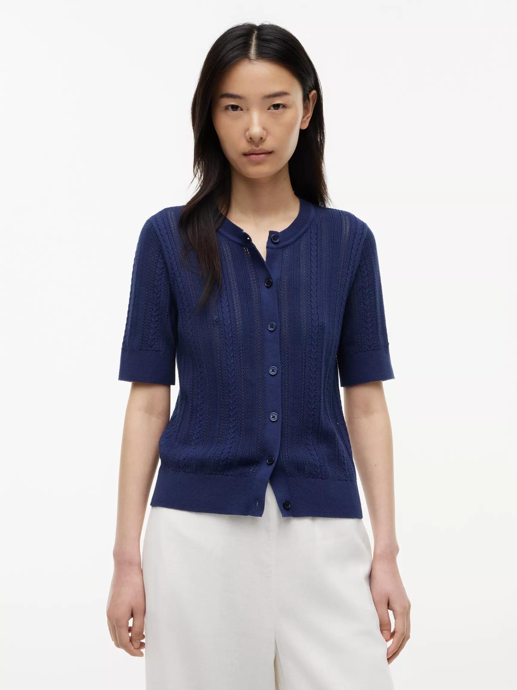 Short-Sleeve Mixed-Knit Cardigan by TOMMY HILFIGER