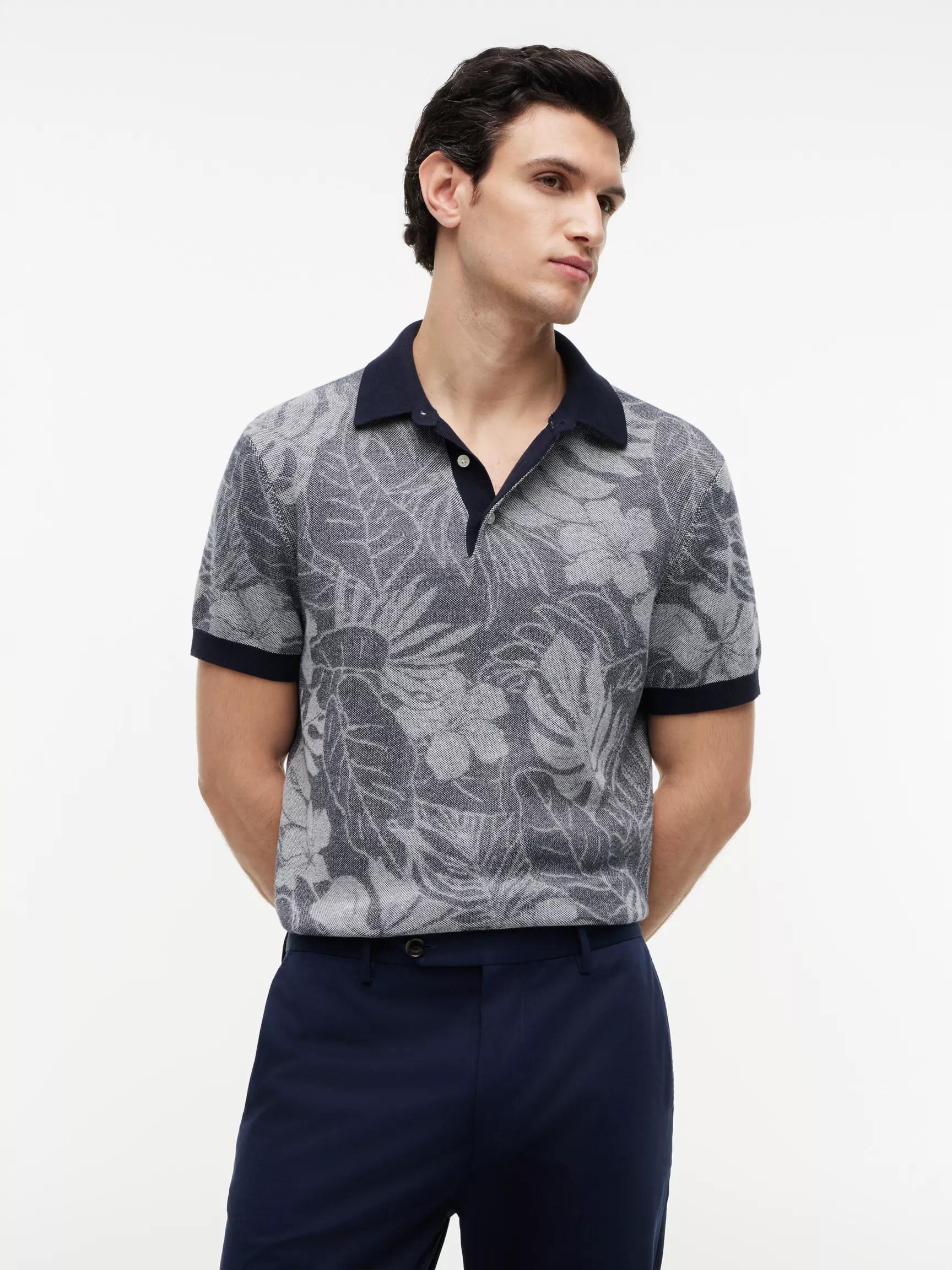Short-Sleeve Tropical Print Sweater Polo by TOMMY HILFIGER