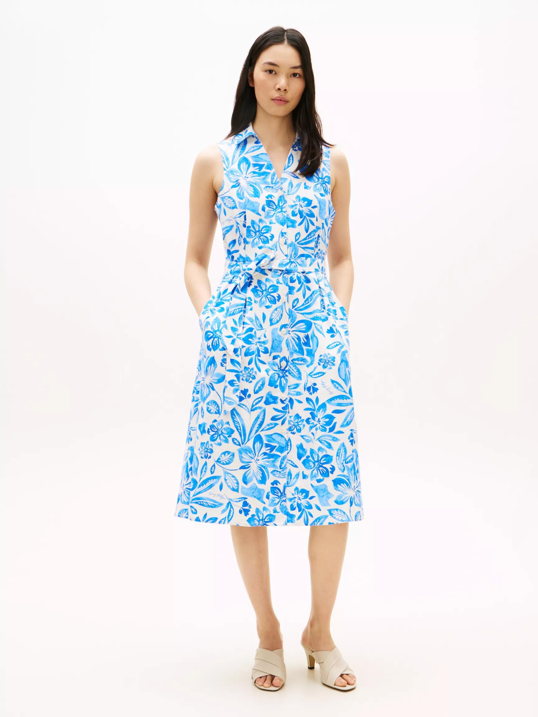 Sleeveless Belted Linen-Blend Shirtdress by TOMMY HILFIGER