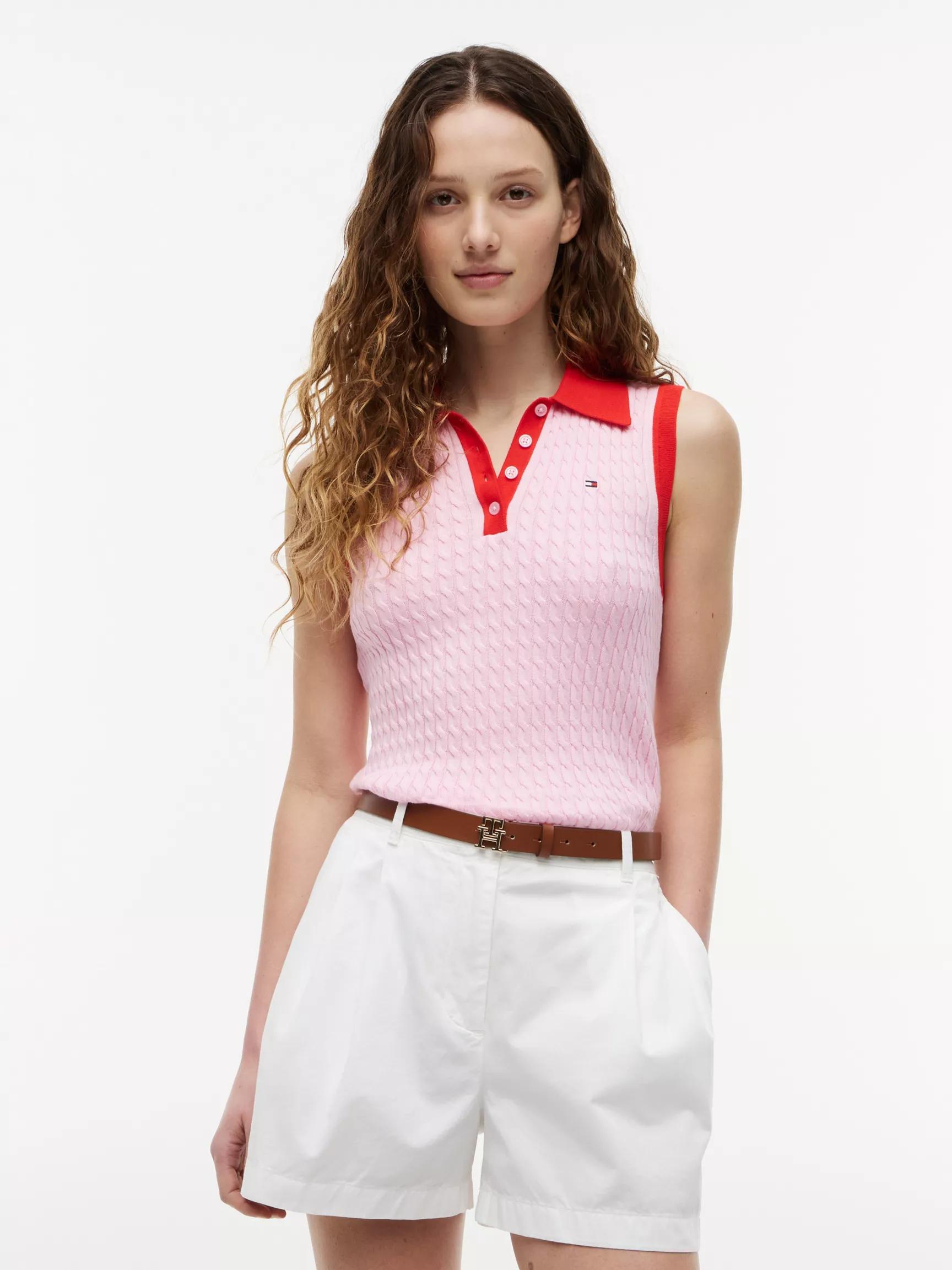 Sleeveless Cable Knit Sweater Polo by TOMMY HILFIGER