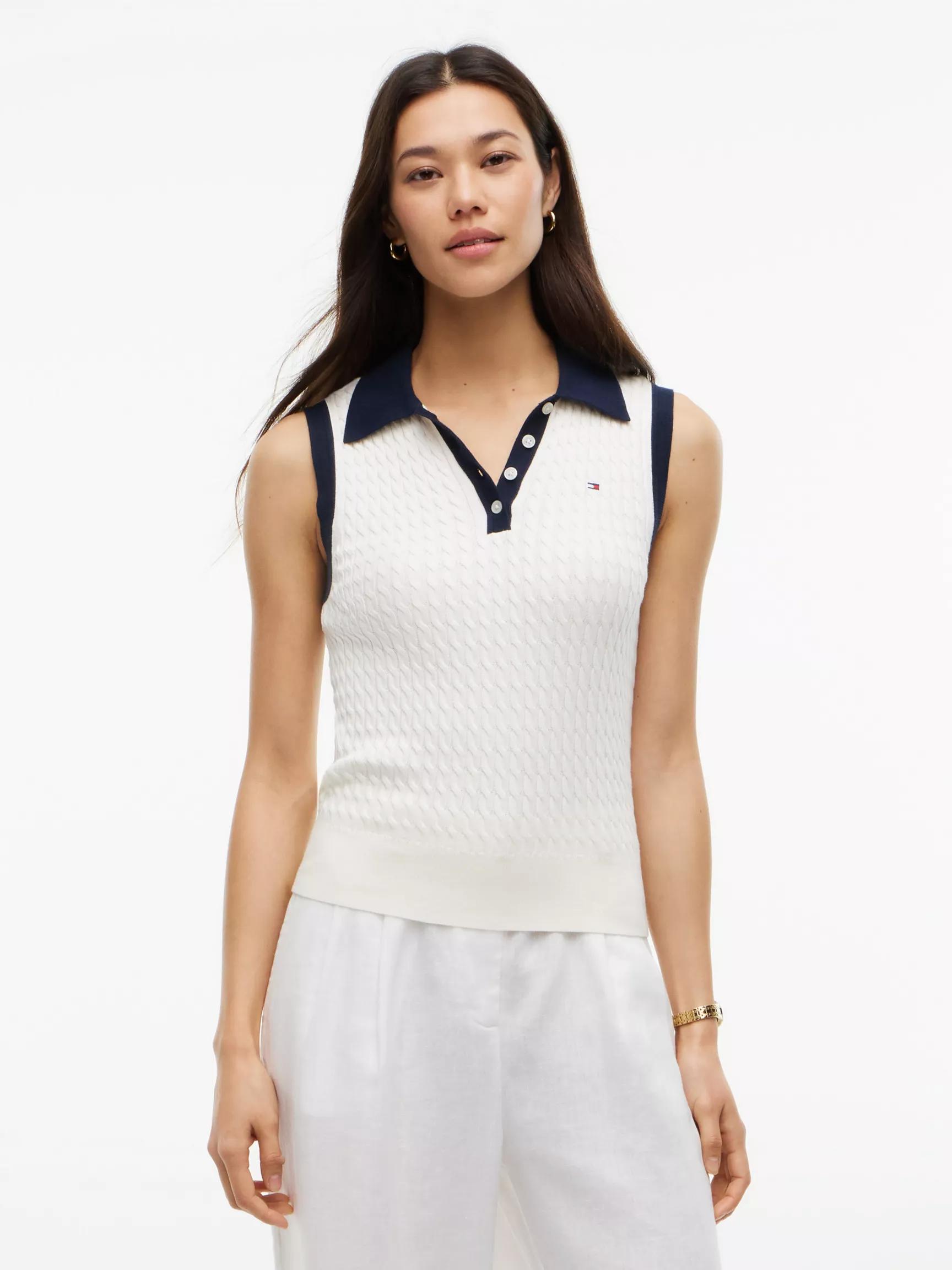 Sleeveless Cable Knit Sweater Polo by TOMMY HILFIGER