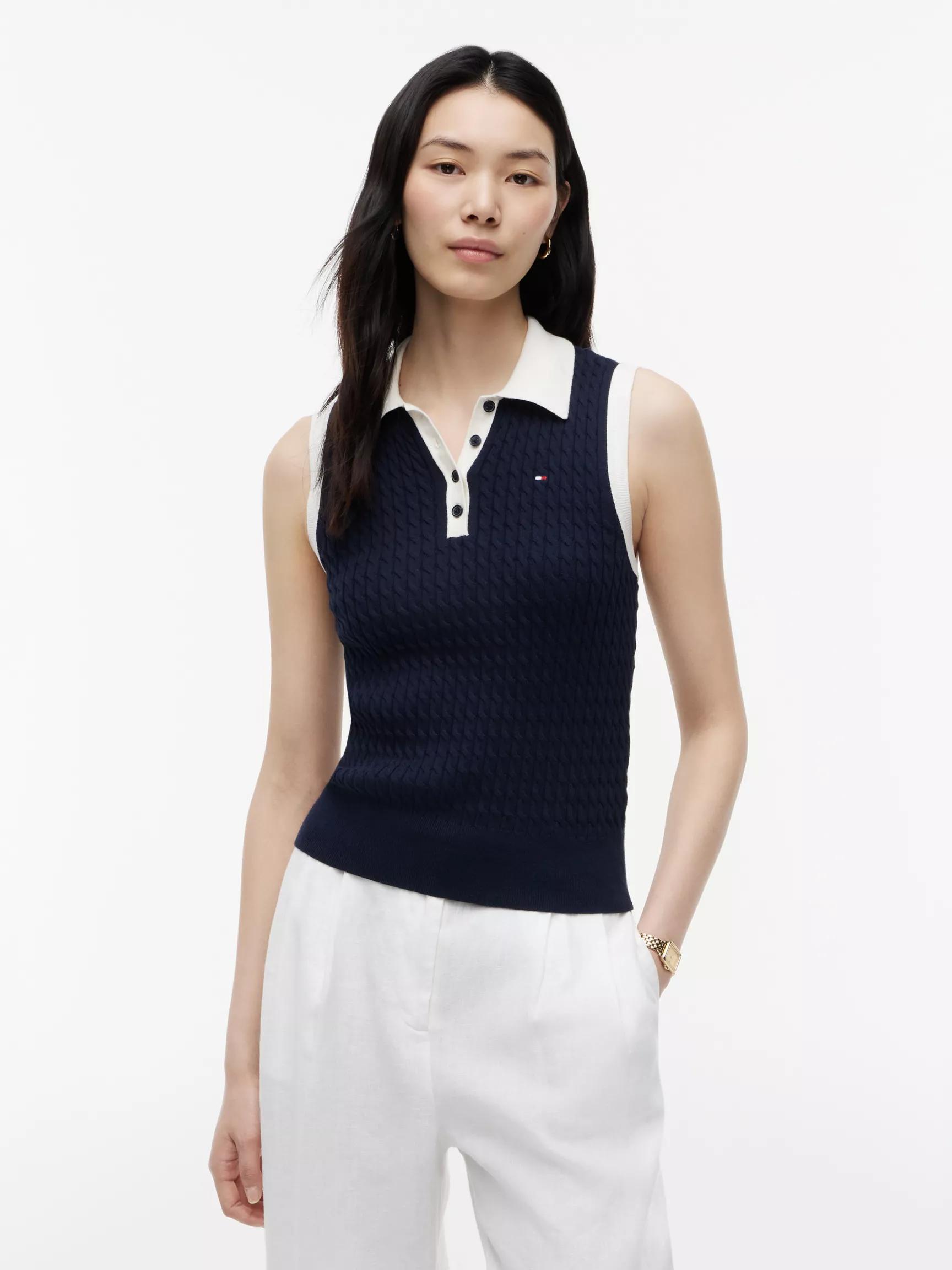 Sleeveless Cable Knit Sweater Polo by TOMMY HILFIGER