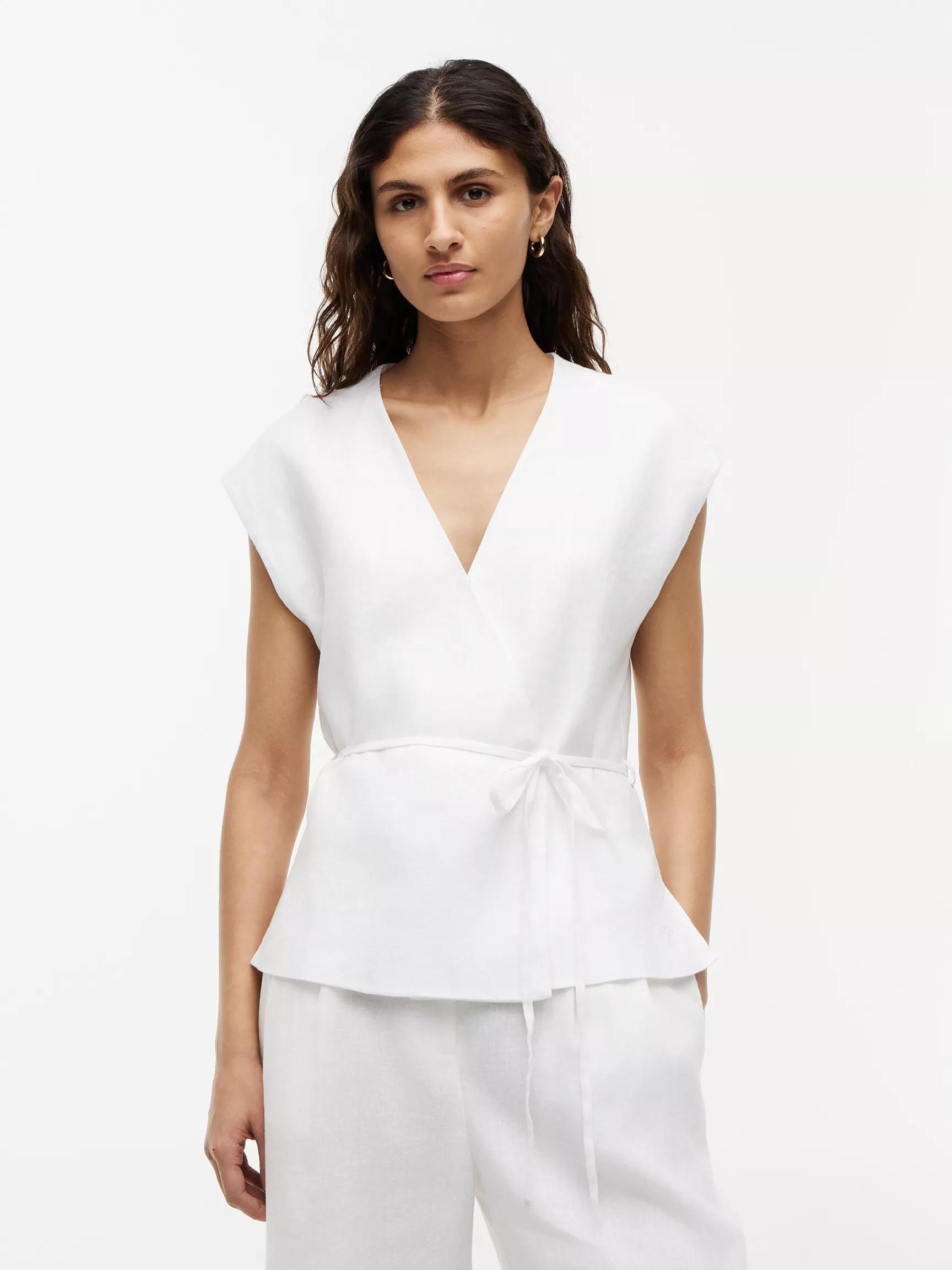 Sleeveless Linen-Blend Wrap Top by TOMMY HILFIGER
