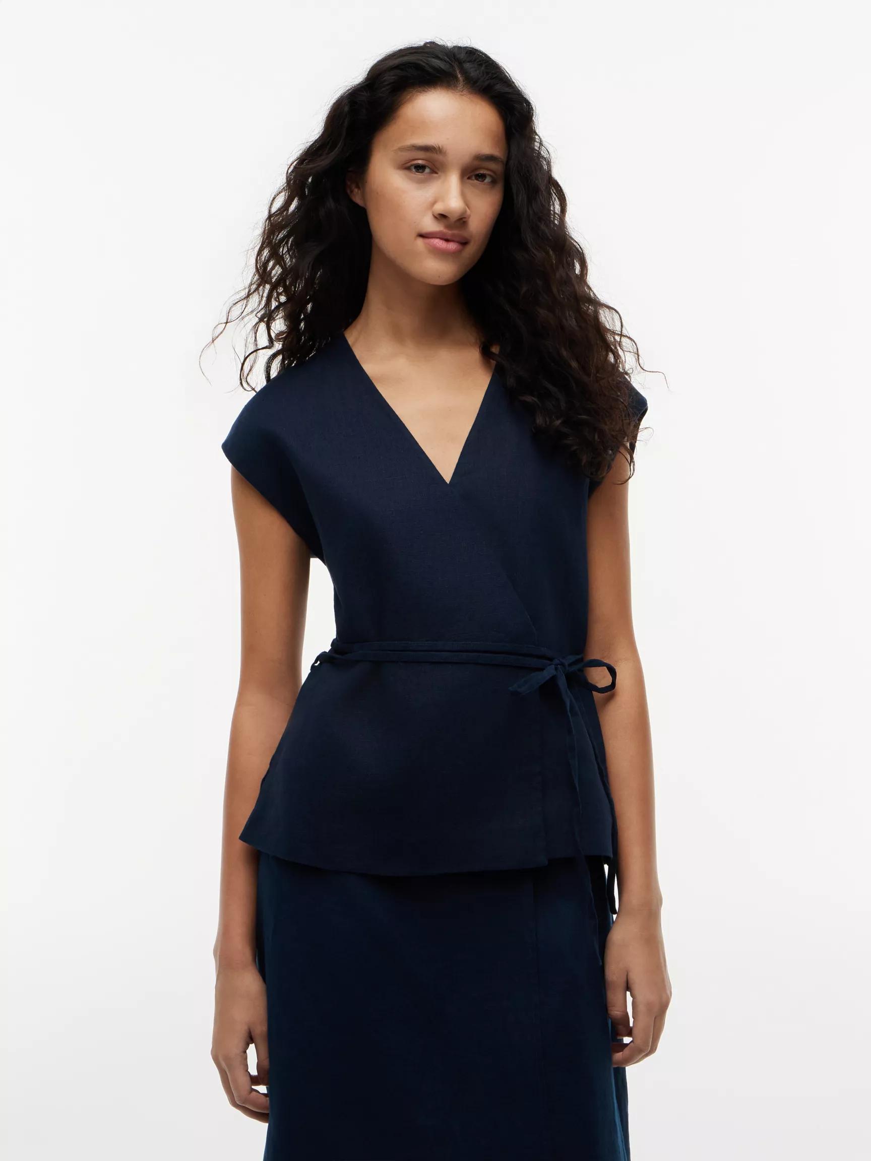 Sleeveless Linen-Blend Wrap Top by TOMMY HILFIGER