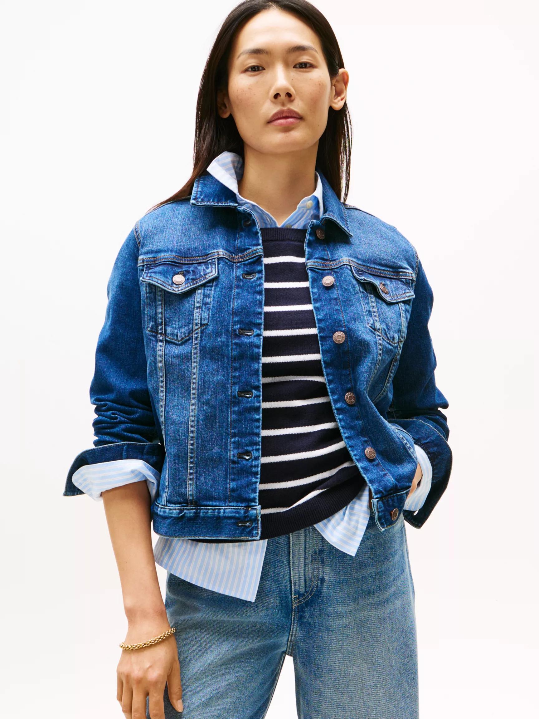 Slim Fit Dark Wash Stretch-Denim Jacket by TOMMY HILFIGER