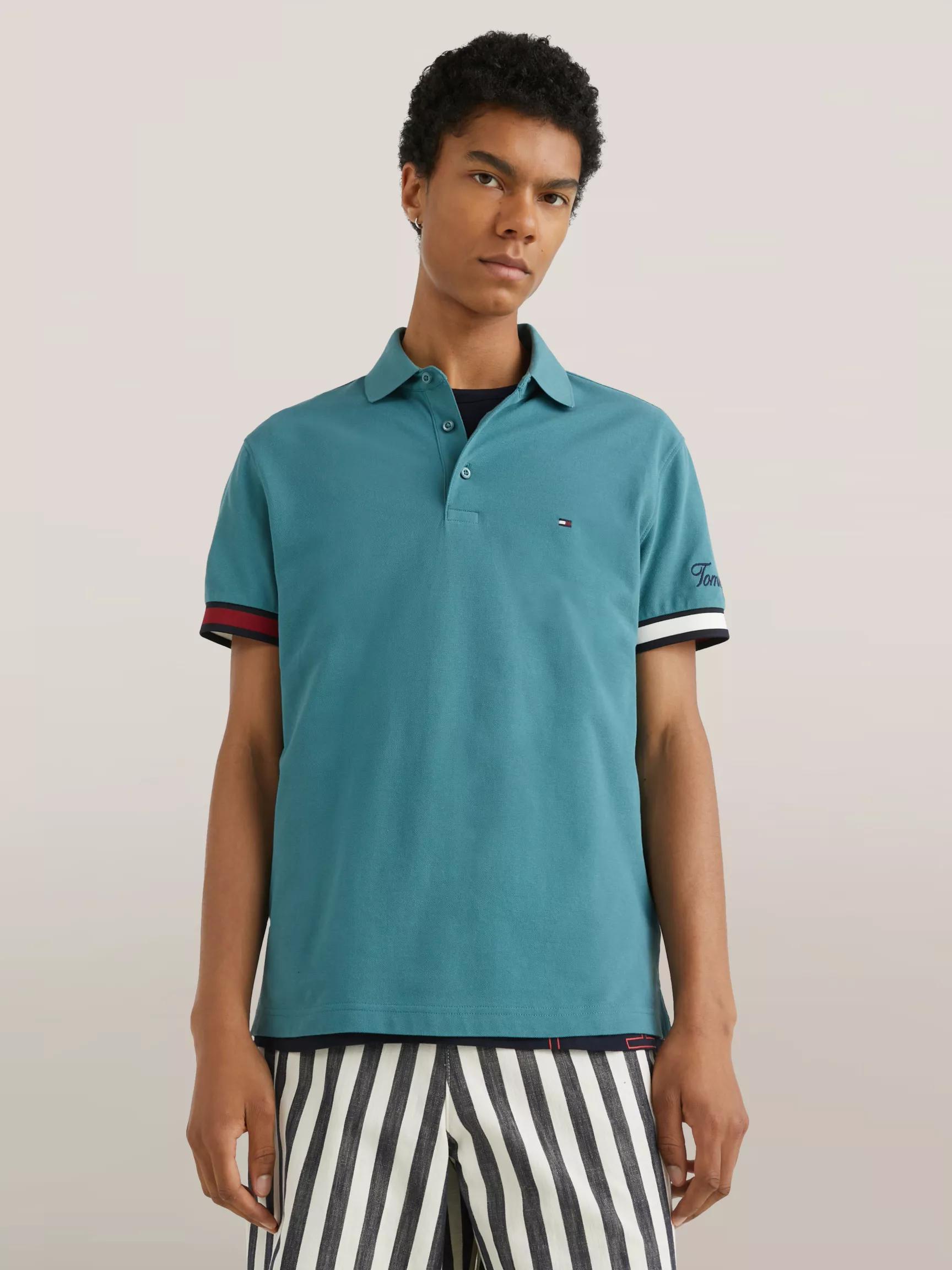 Slim Fit Flag Cuff Polo by TOMMY HILFIGER