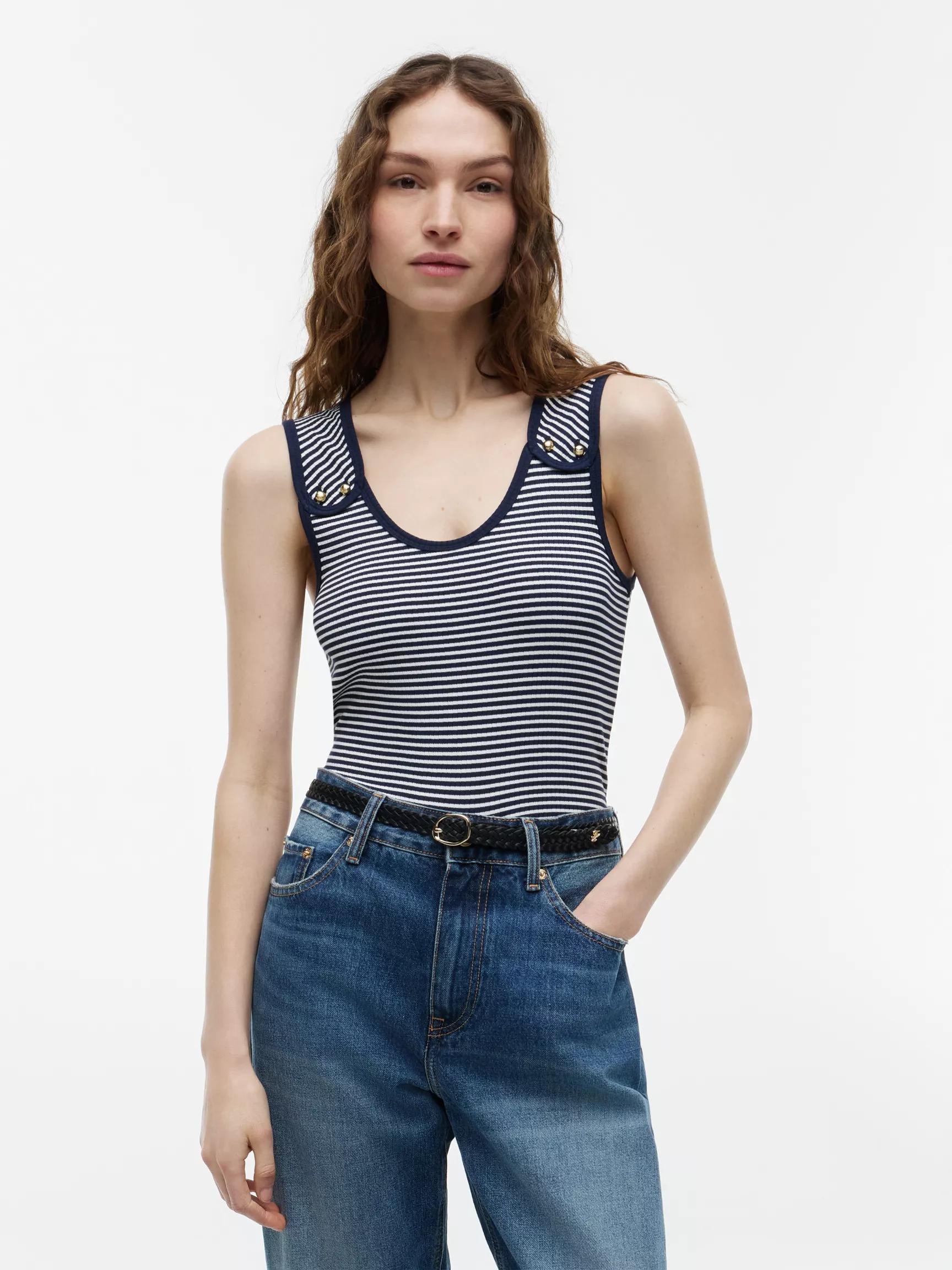 Slim Fit Nautical Gold-Button Tank Top by TOMMY HILFIGER