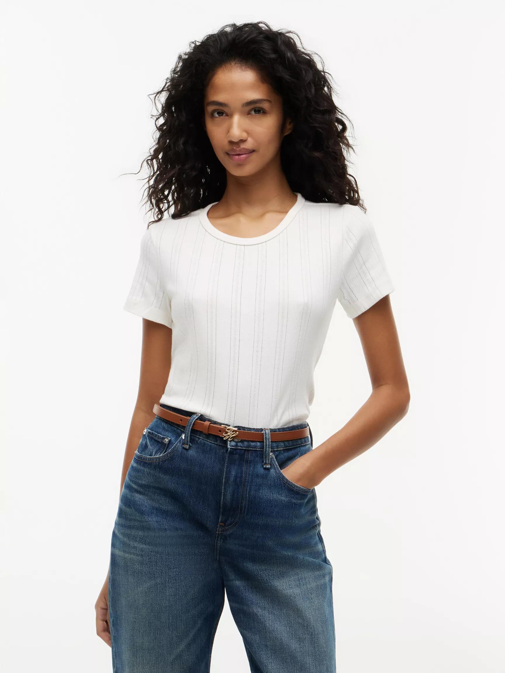 Slim Fit Pointelle Crewneck T-Shirt by TOMMY HILFIGER