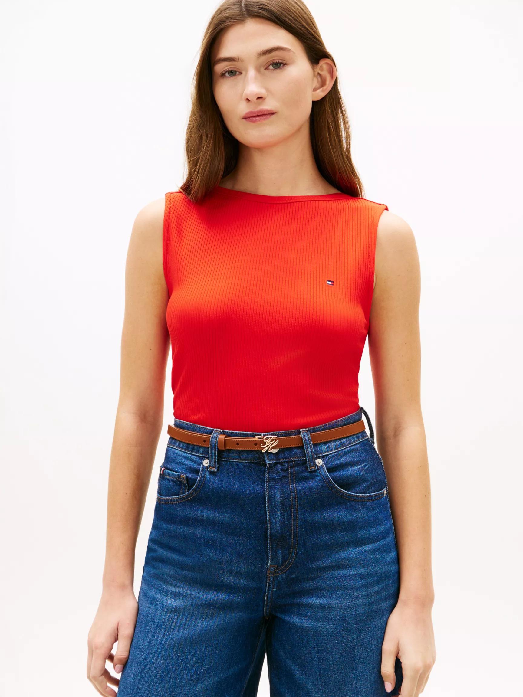 Slim Fit Rib-Knit Boatneck Tank Top by TOMMY HILFIGER
