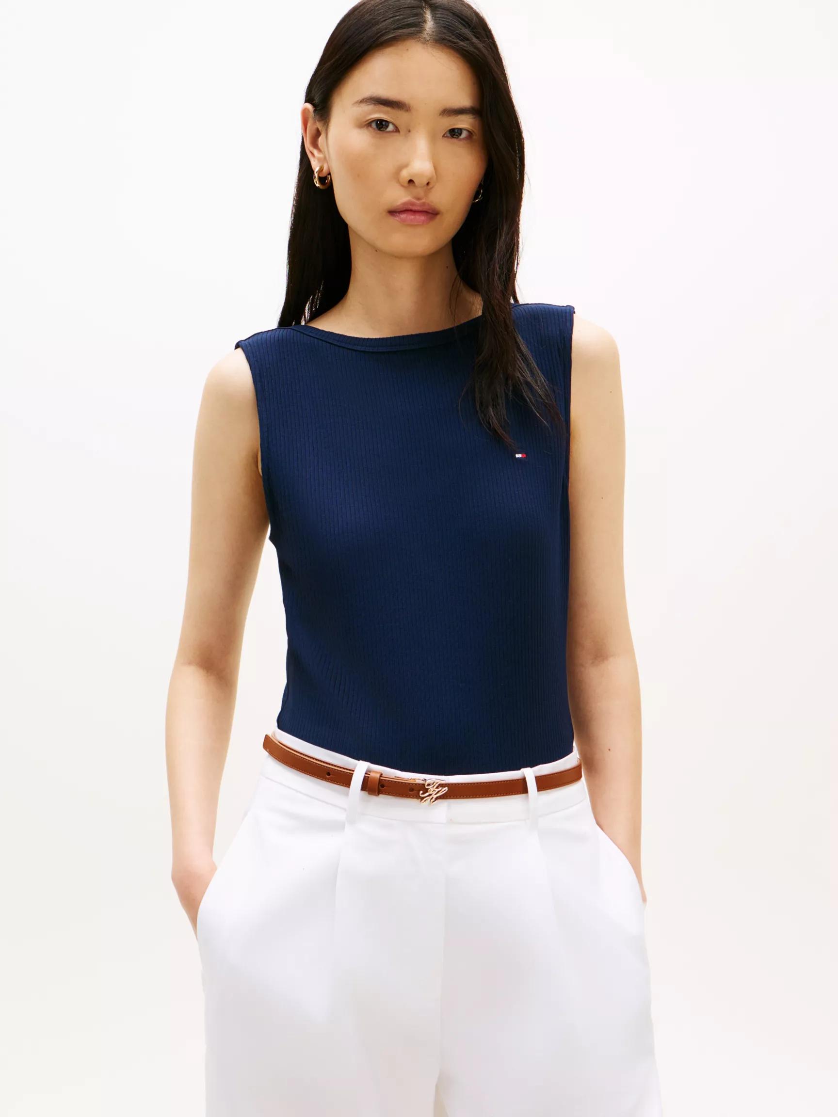 Slim Fit Rib-Knit Boatneck Tank Top by TOMMY HILFIGER