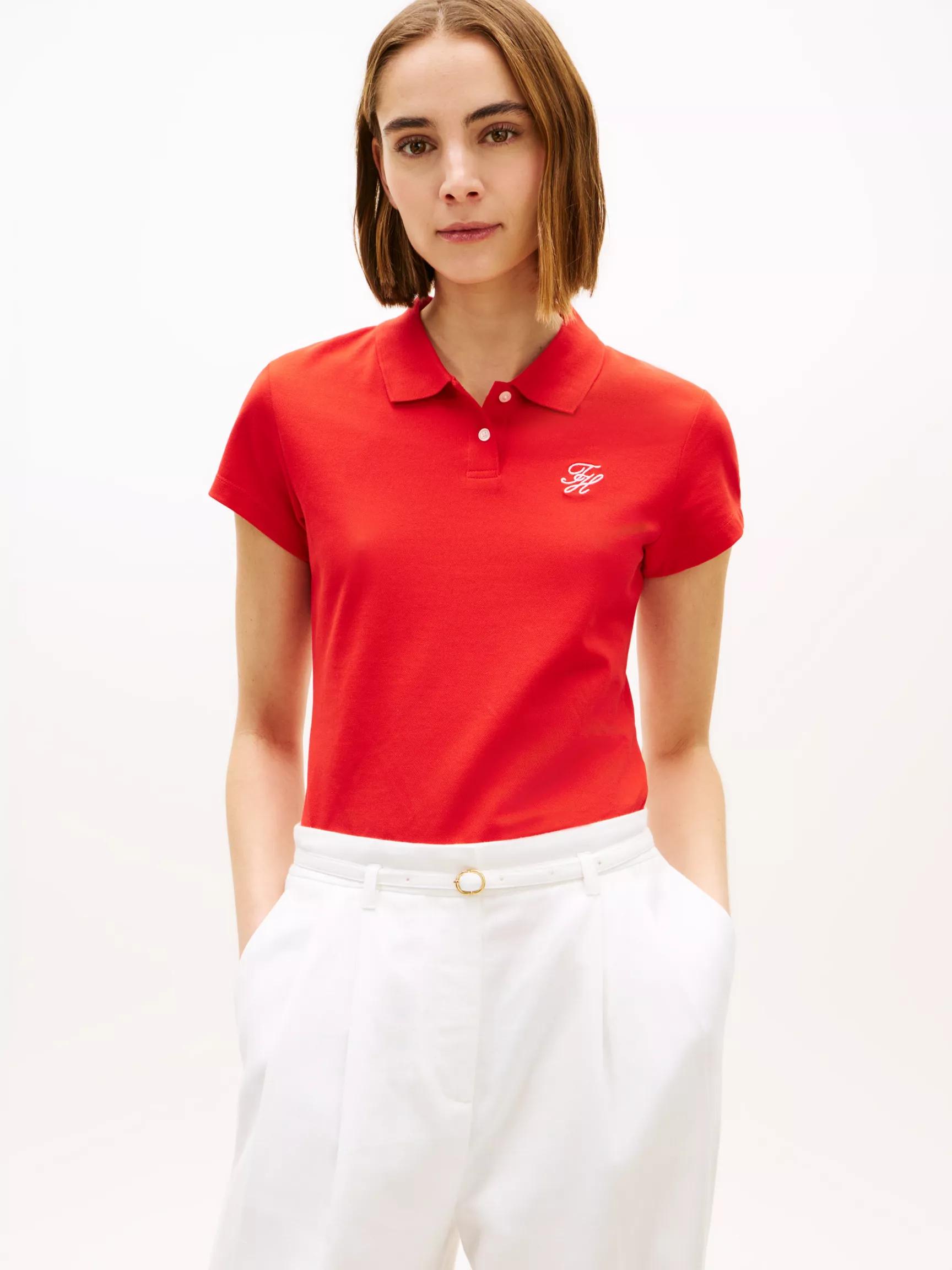Slim Fit Script Monogram Stretch Polo by TOMMY HILFIGER