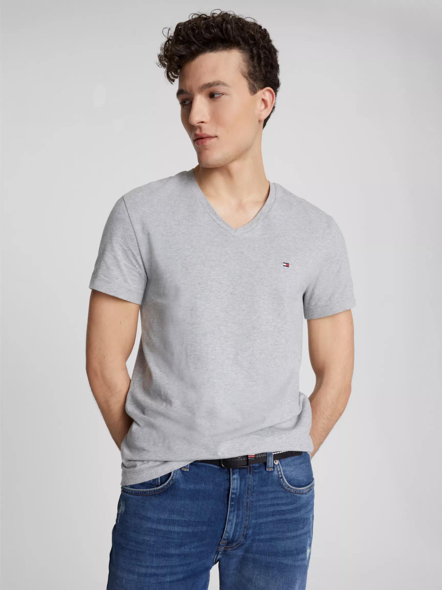 Slim Fit Solid V-Neck T-Shirt by TOMMY HILFIGER
