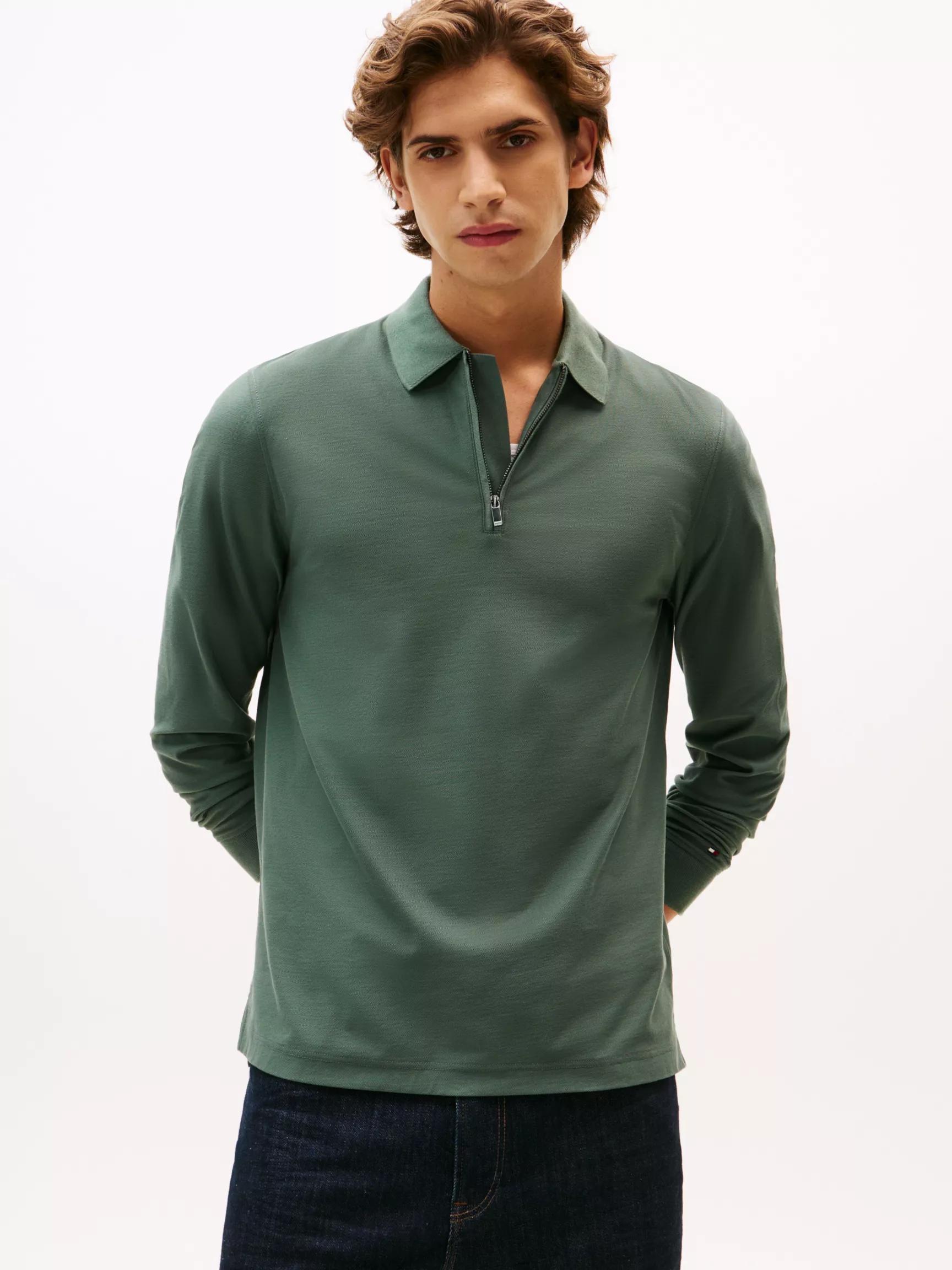 Smooth Cotton Performance Zip Polo by TOMMY HILFIGER