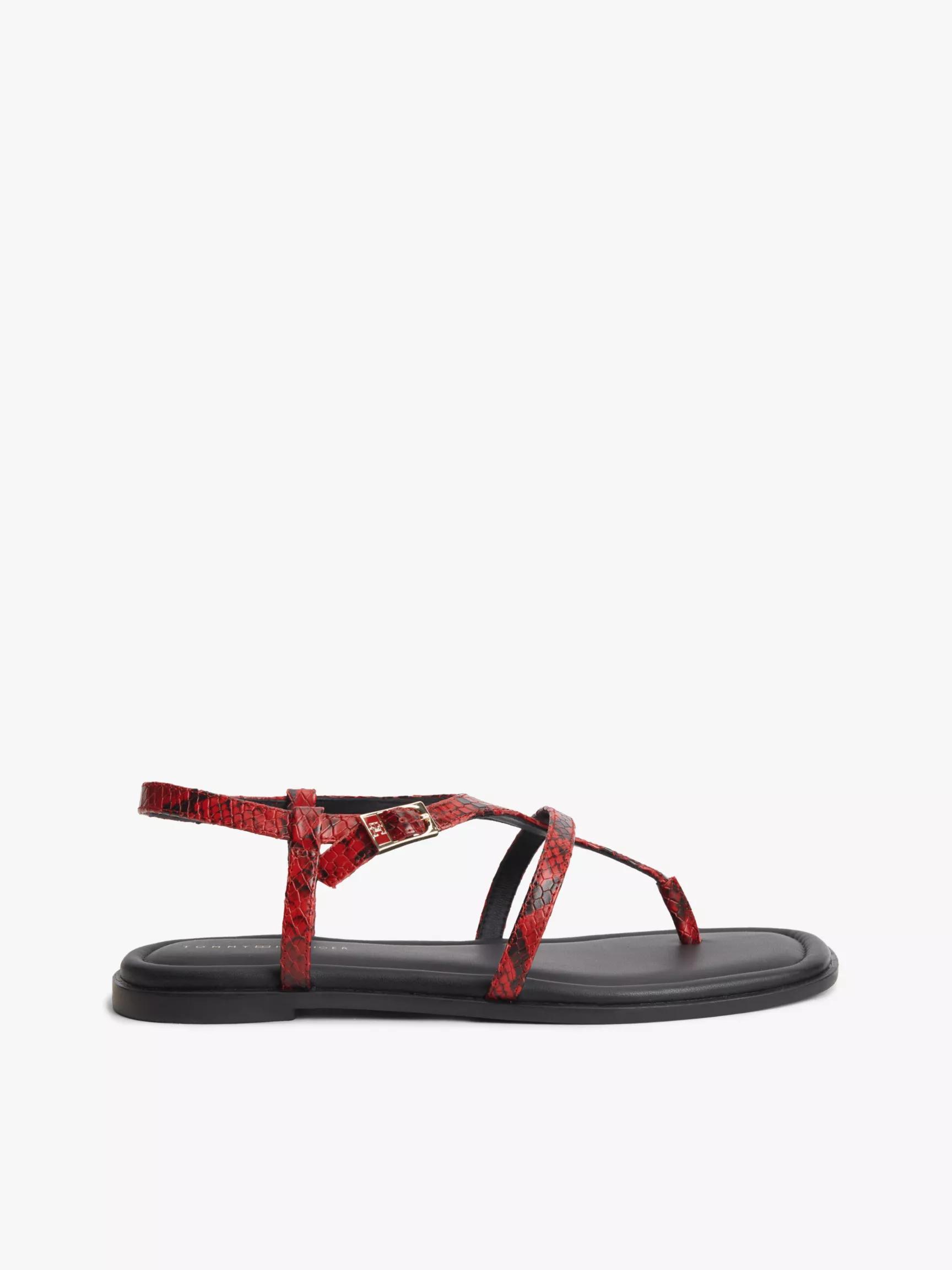 Snake-Embossed Buckled Leather Sandal by TOMMY HILFIGER