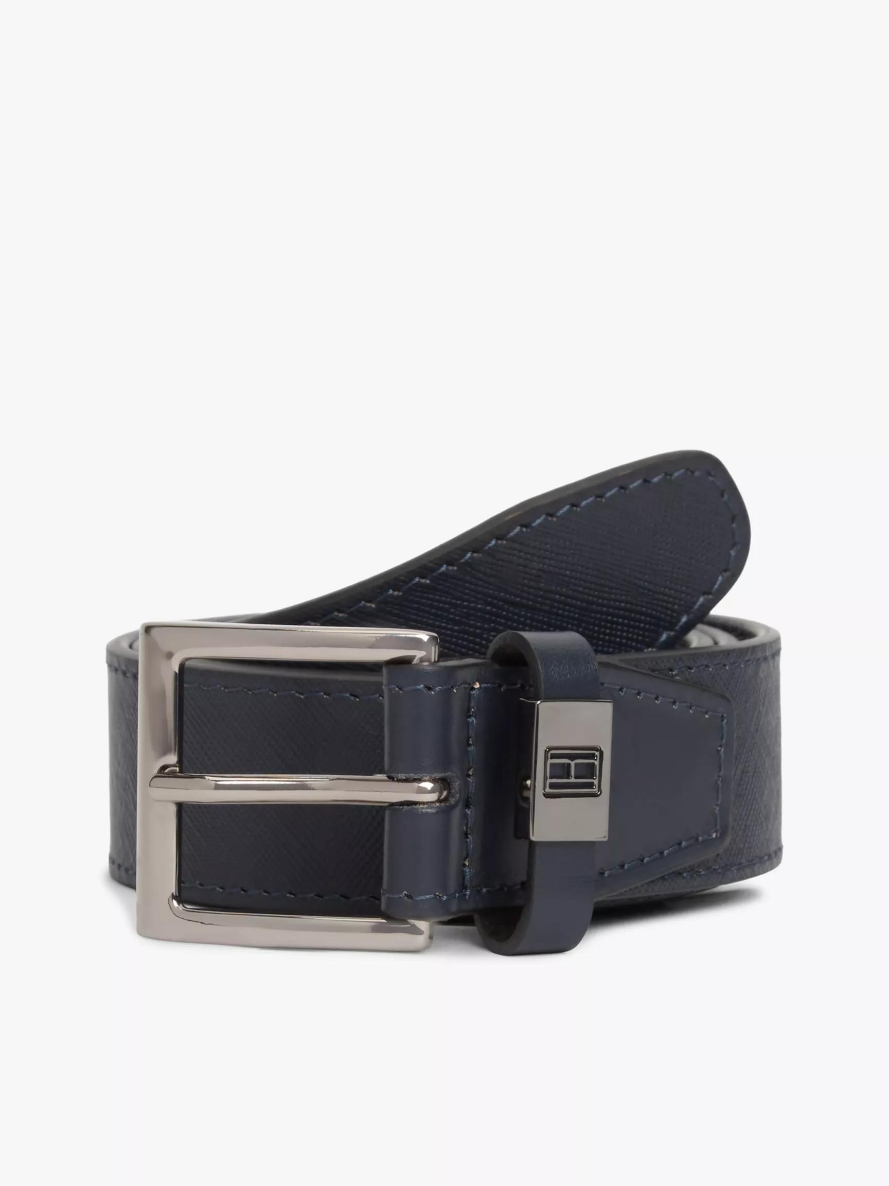 Square Buckle Textured Leather Belt by TOMMY HILFIGER
