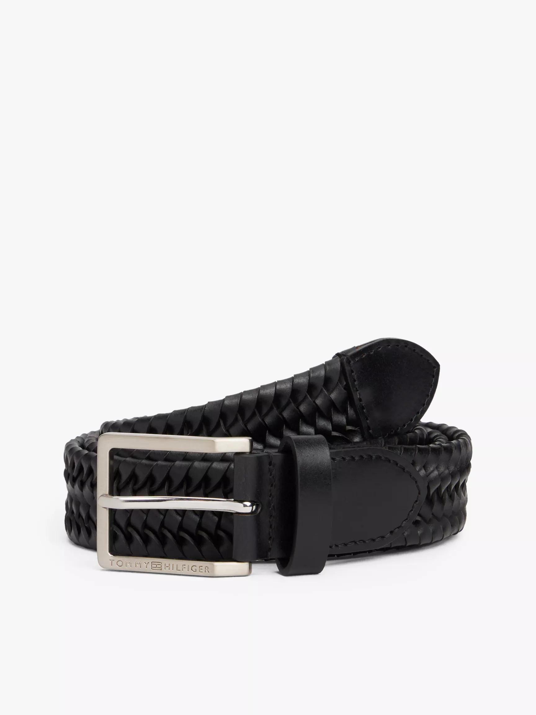 Square Buckle Woven Leather Belt by TOMMY HILFIGER