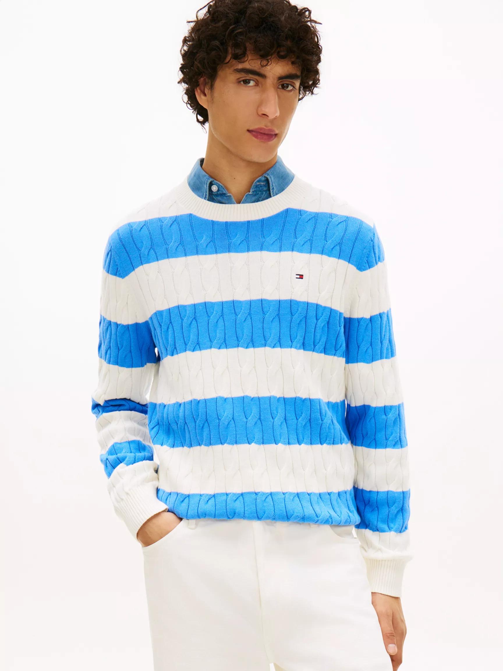 Stripe Cable Knit Sweater by TOMMY HILFIGER