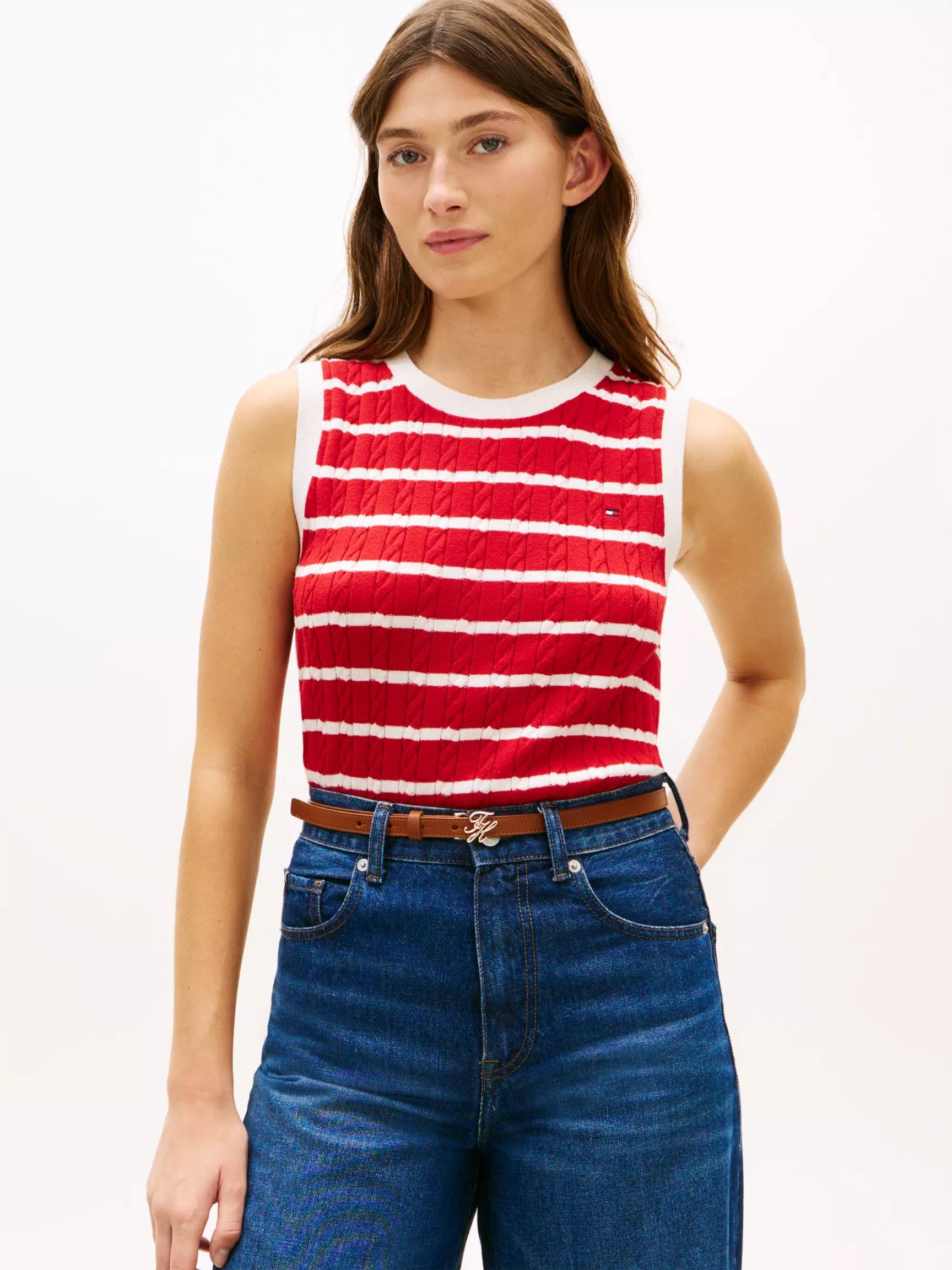 Stripe Cable Knit Sweater Vest by TOMMY HILFIGER