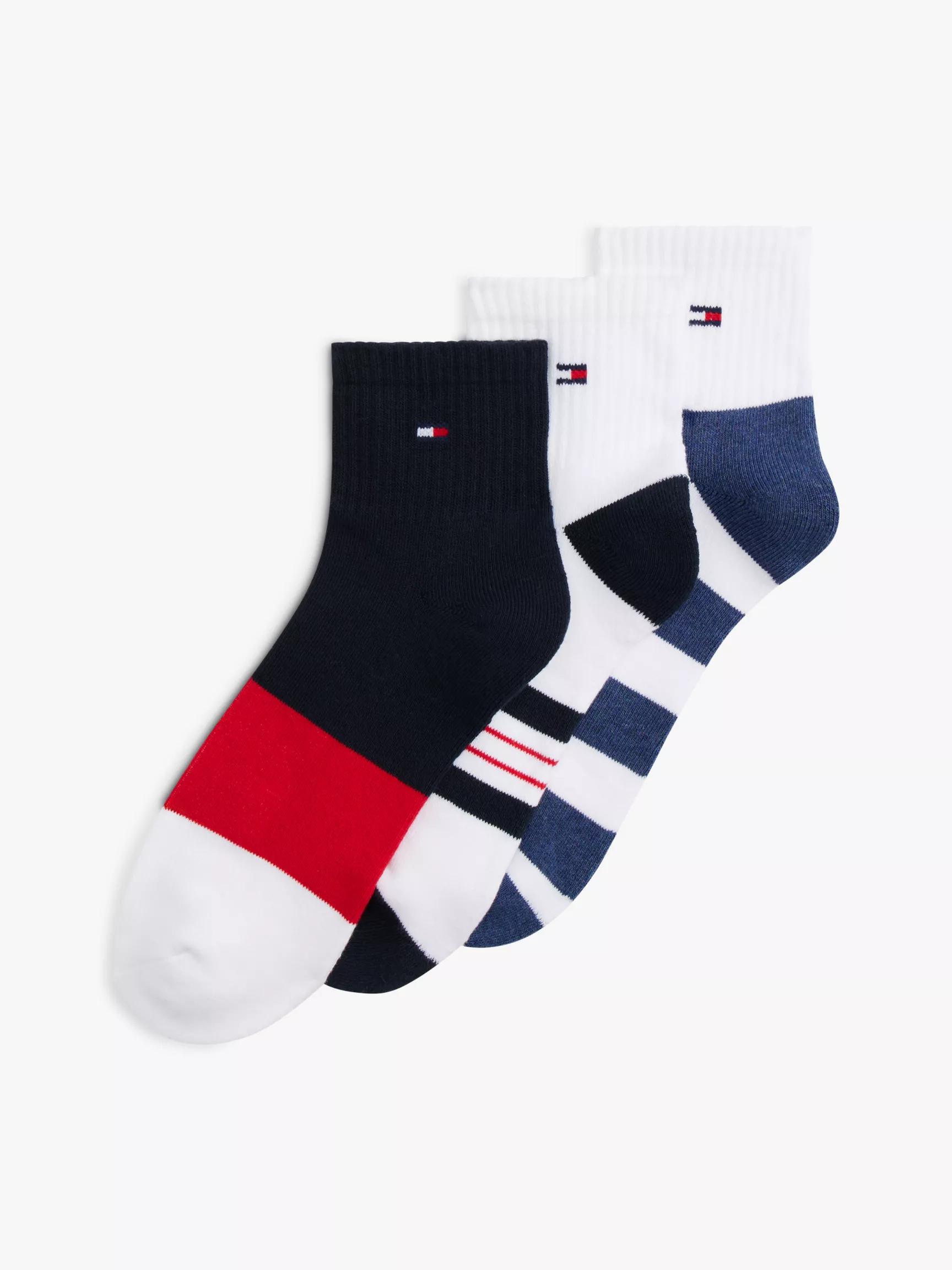 Stripe Mix Sport Quarter-Top Sock 3-Pack by TOMMY HILFIGER