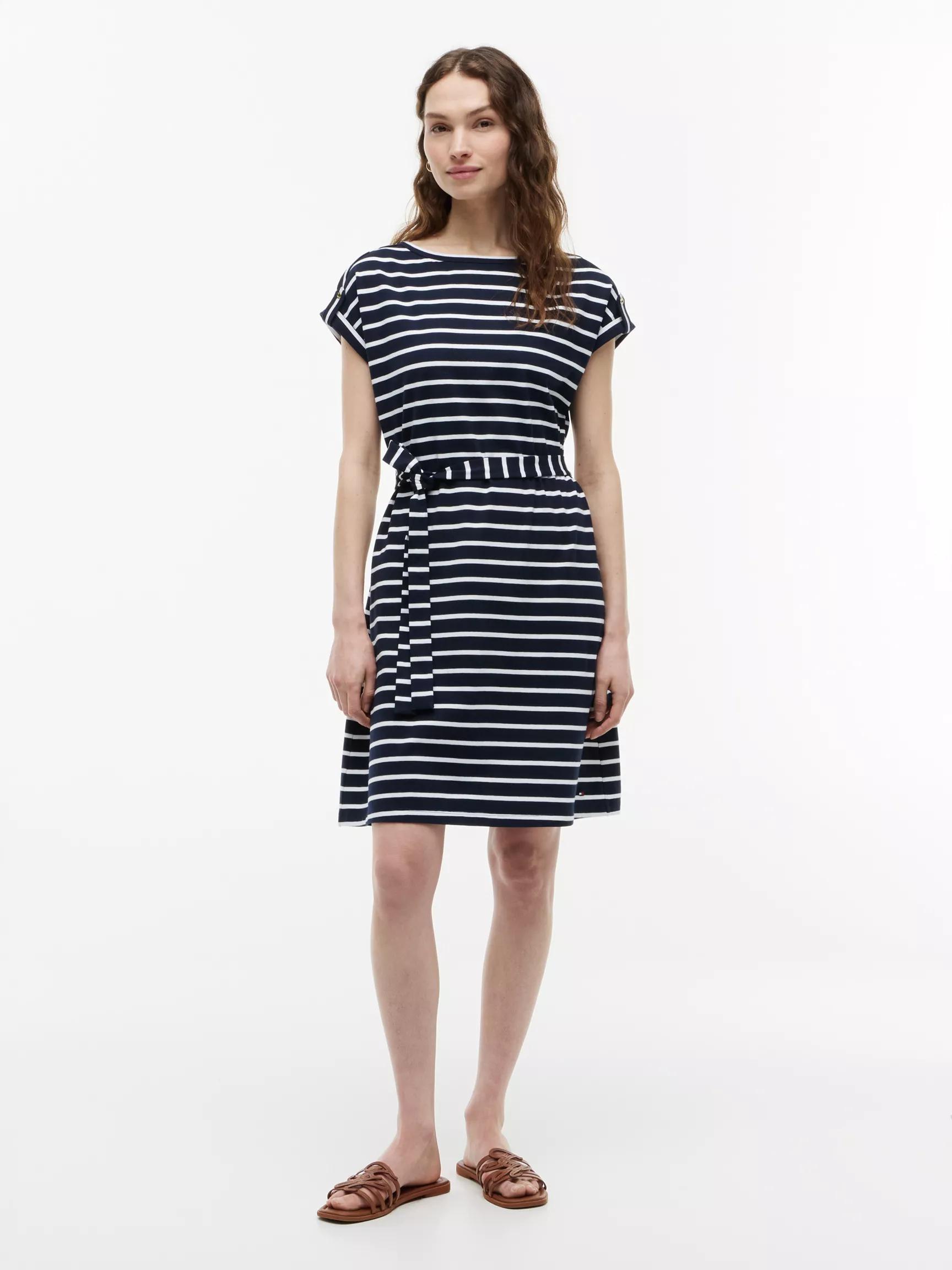 Striped Belted Stretch-Cotton Dress by TOMMY HILFIGER