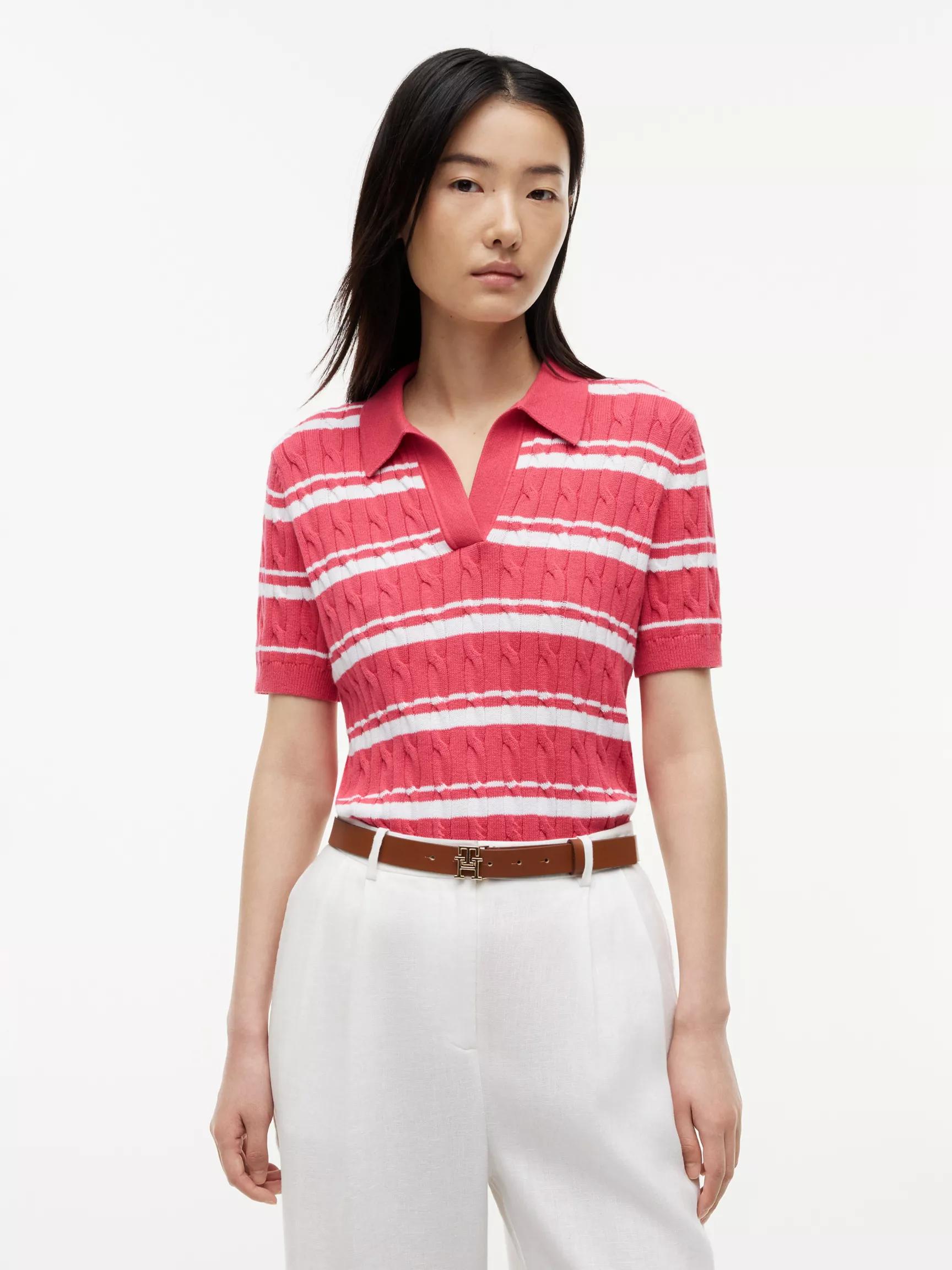 Striped Cable Knit Sweater Polo by TOMMY HILFIGER