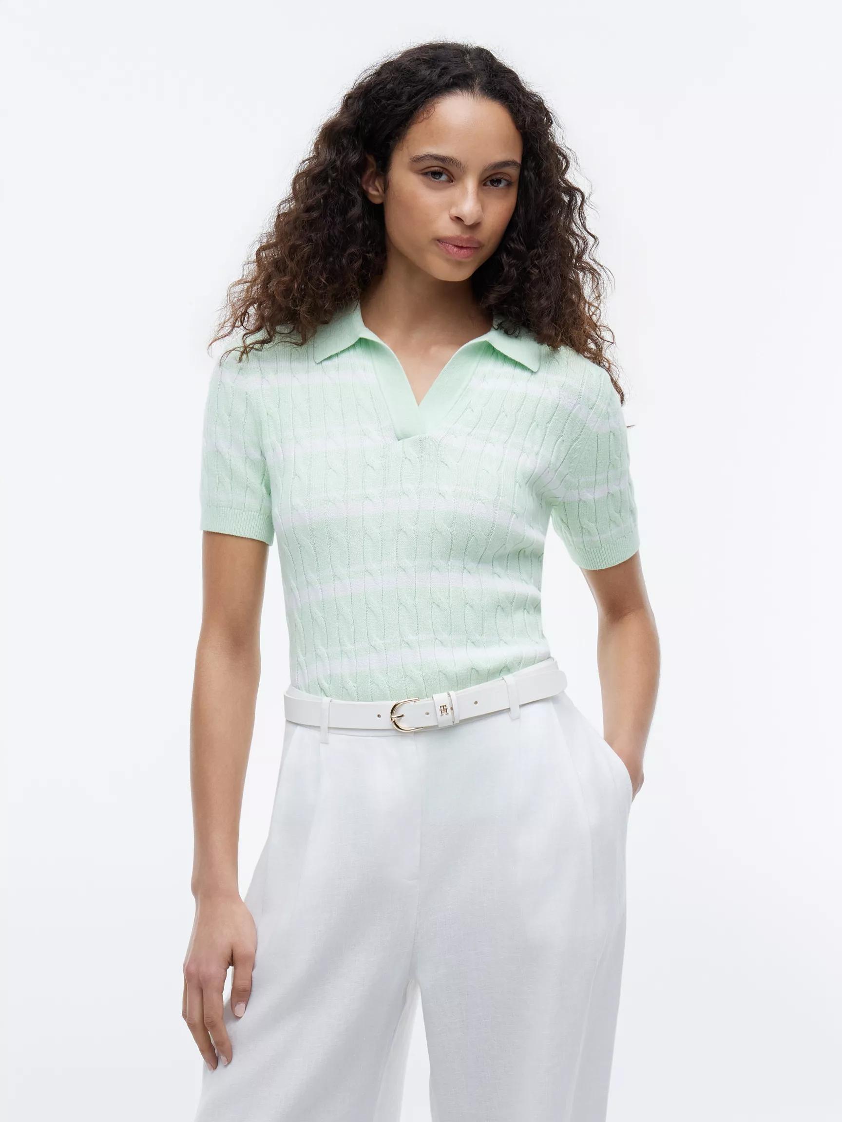 Striped Cable Knit Sweater Polo by TOMMY HILFIGER