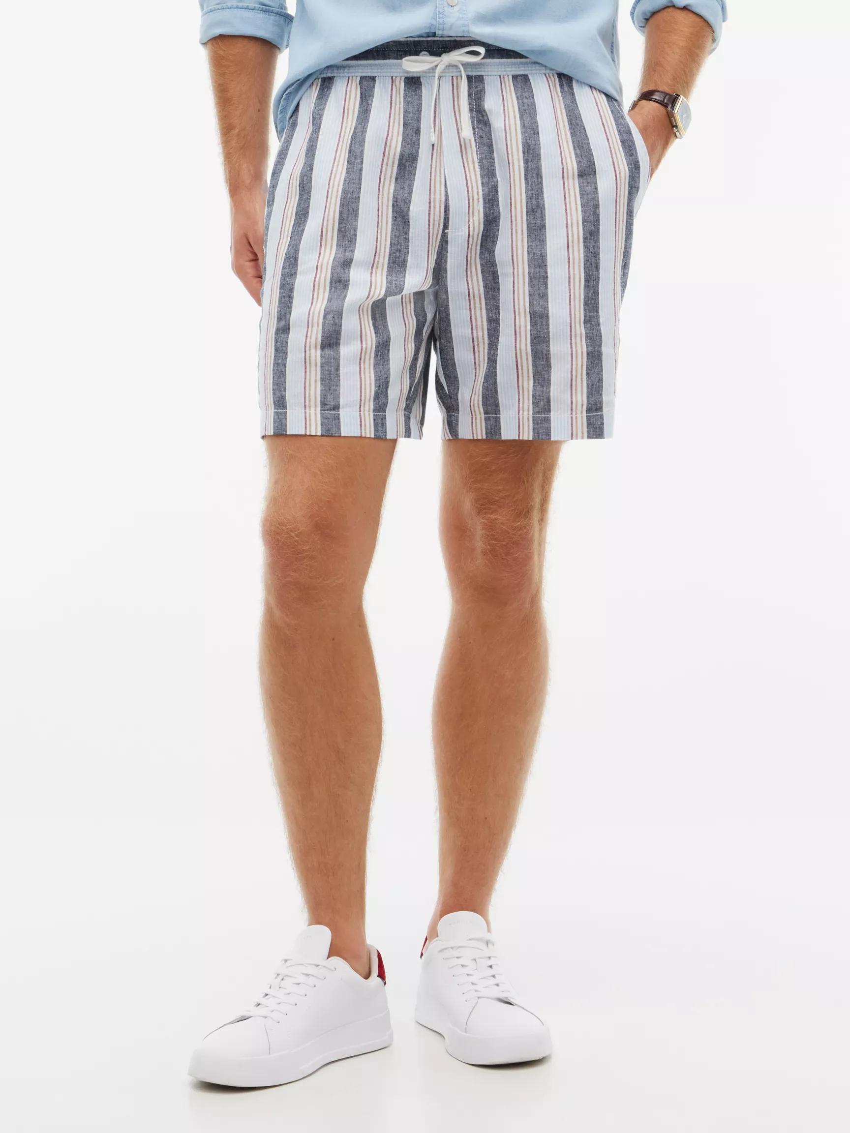 Striped Linen-Blend 7" Pull-On Short by TOMMY HILFIGER