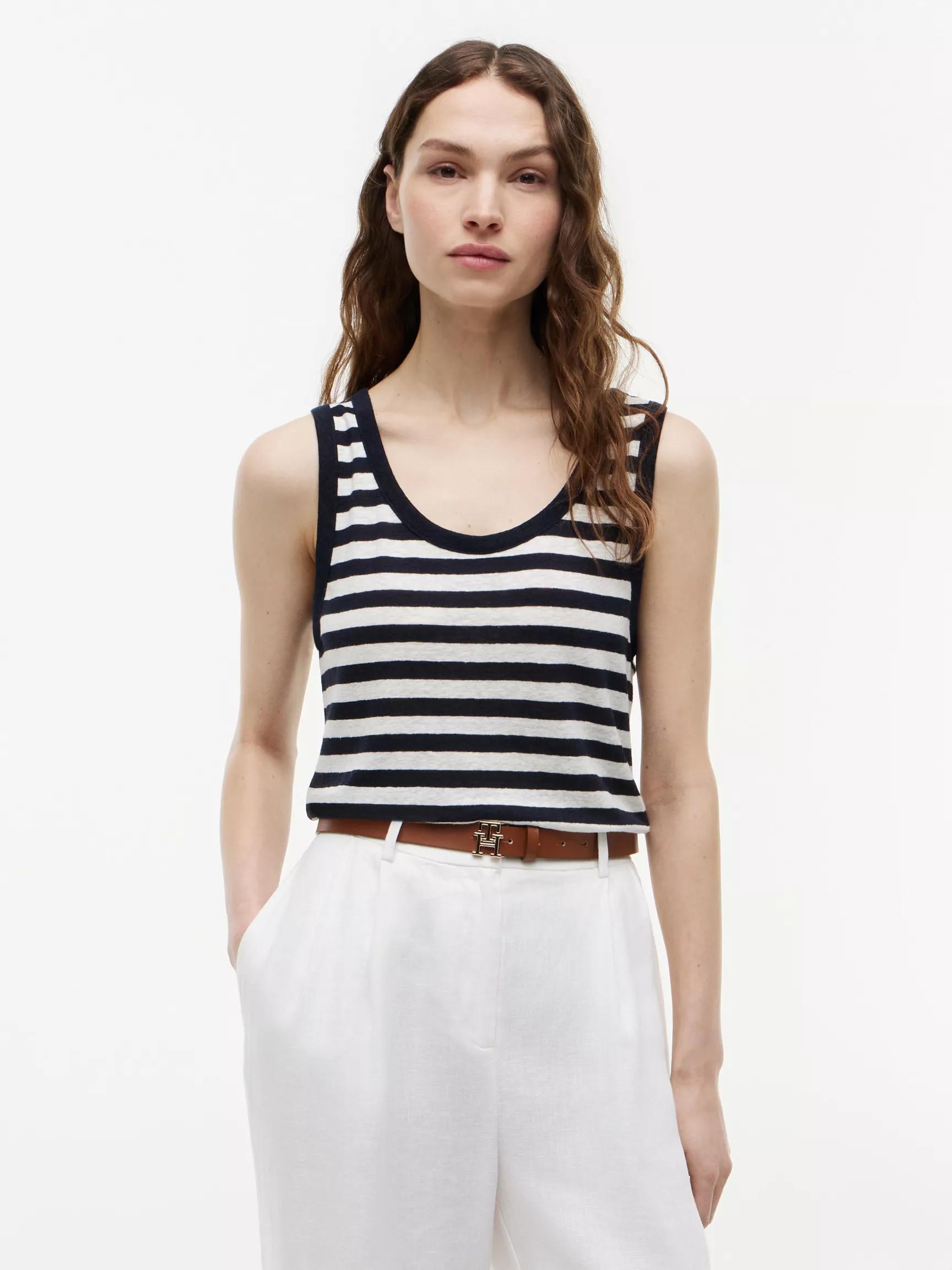 Striped Linen-Blend Jersey Tank Top by TOMMY HILFIGER