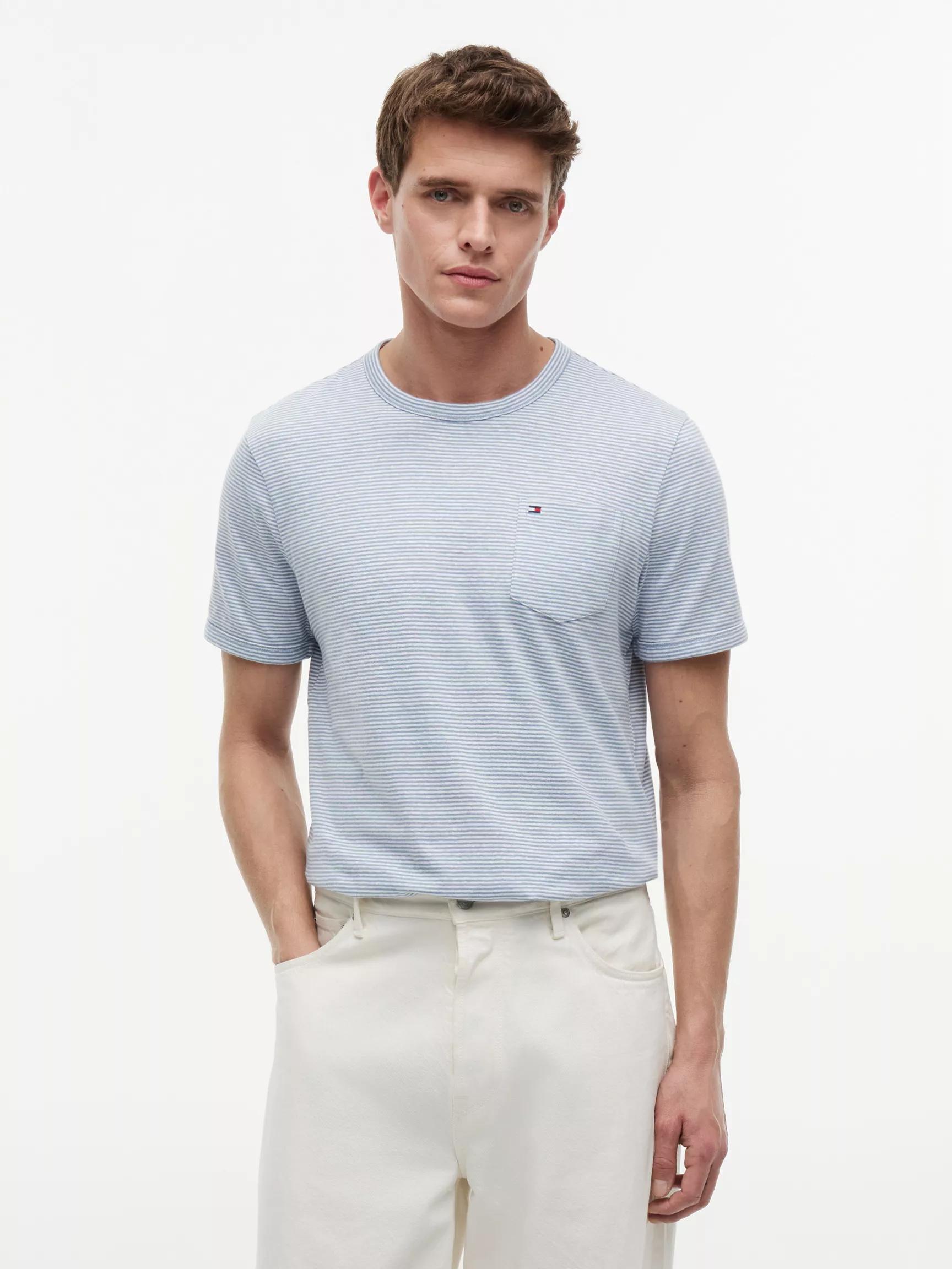 Striped Linen-Blend Pocket T-Shirt by TOMMY HILFIGER