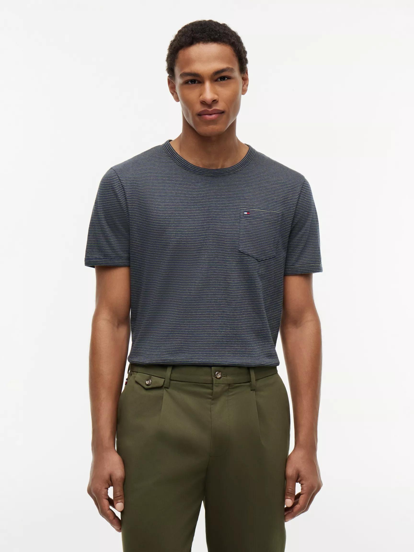 Striped Linen-Blend Pocket T-Shirt by TOMMY HILFIGER